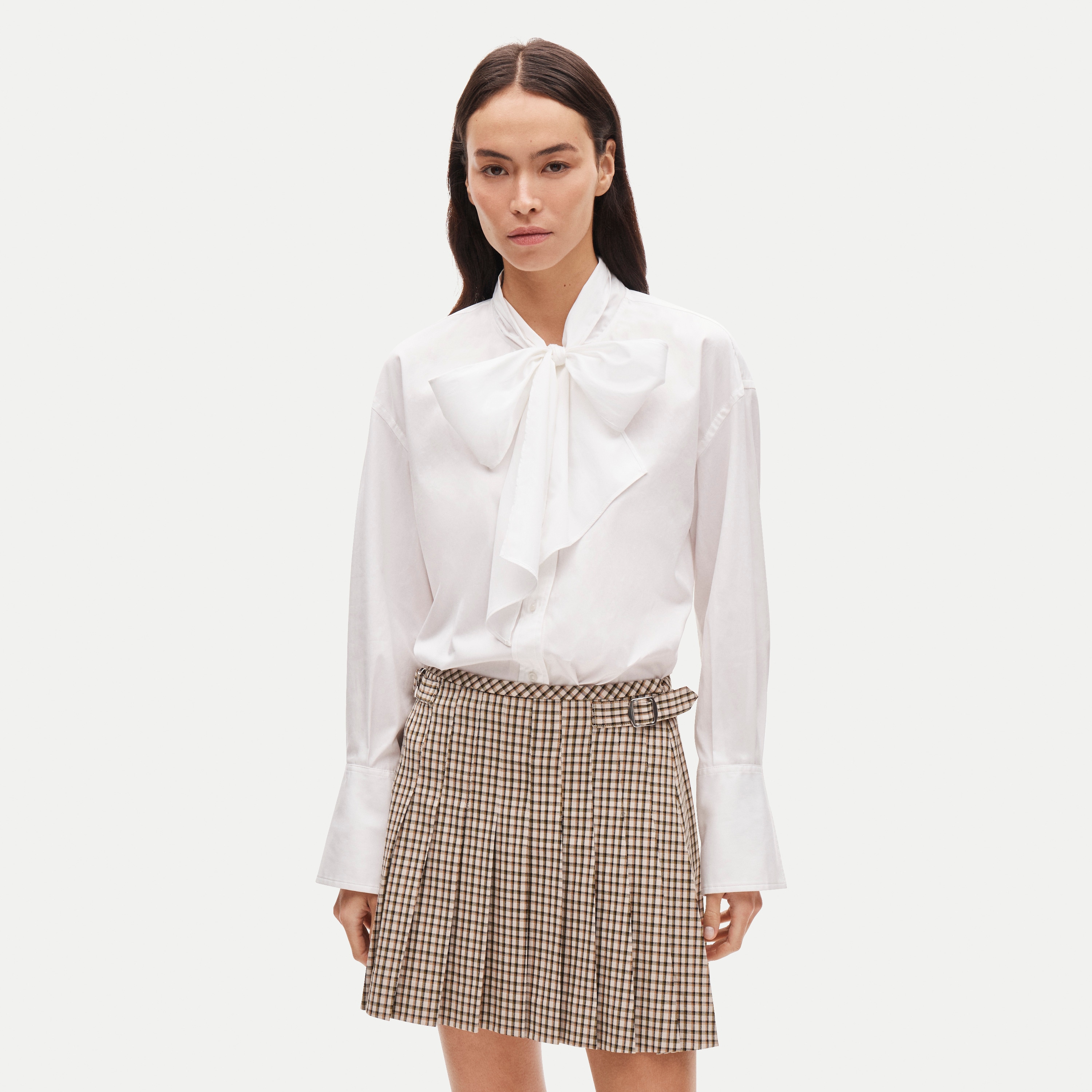 Bow button-up shirt in cotton poplin