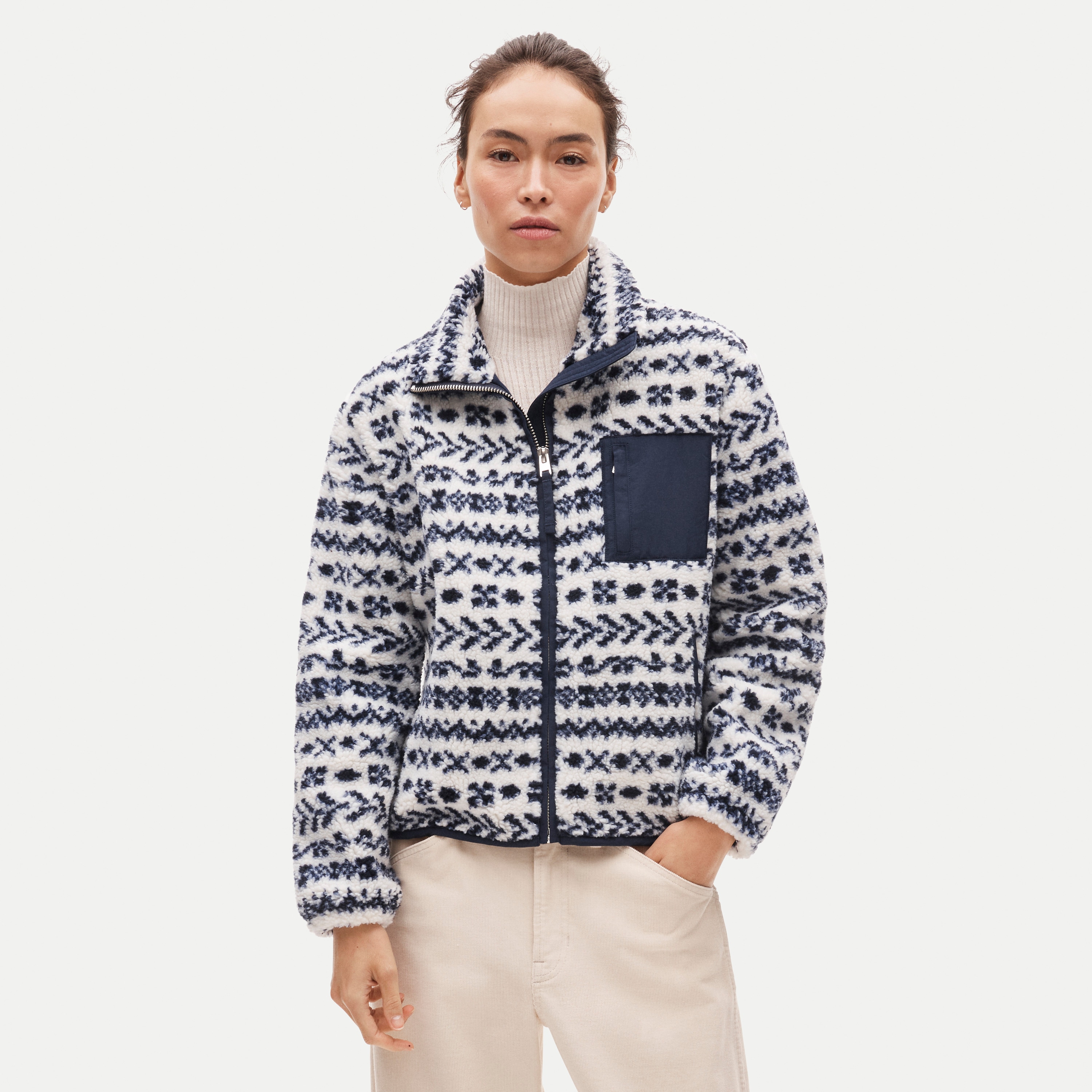Sherpa zip-up jacket in jacquard