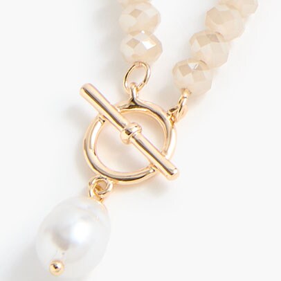 Beaded necklace with pearl pendant COASTAL DUNE
