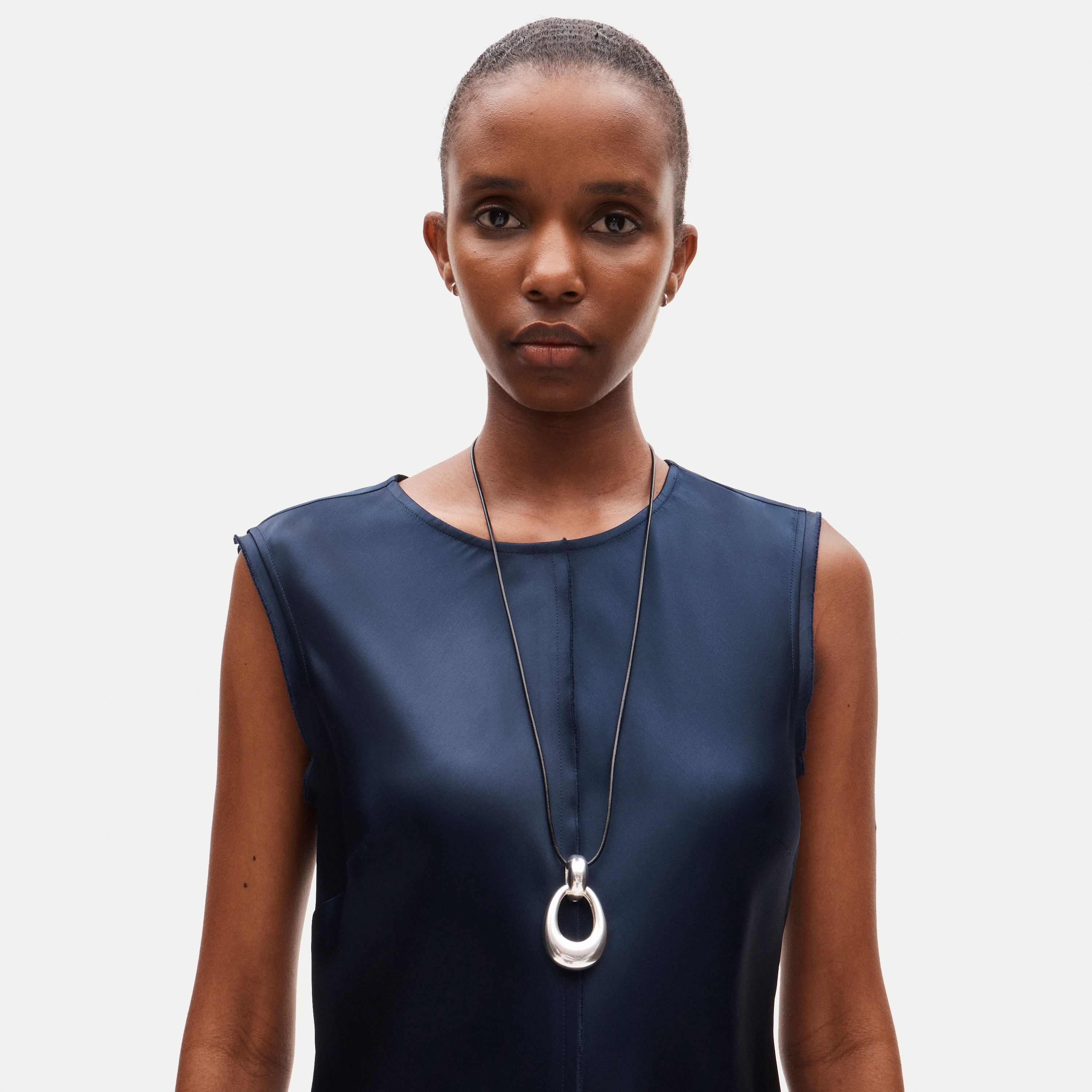 Sculpted Teardrop Necklace With Leather Cord For Women | J.Crew