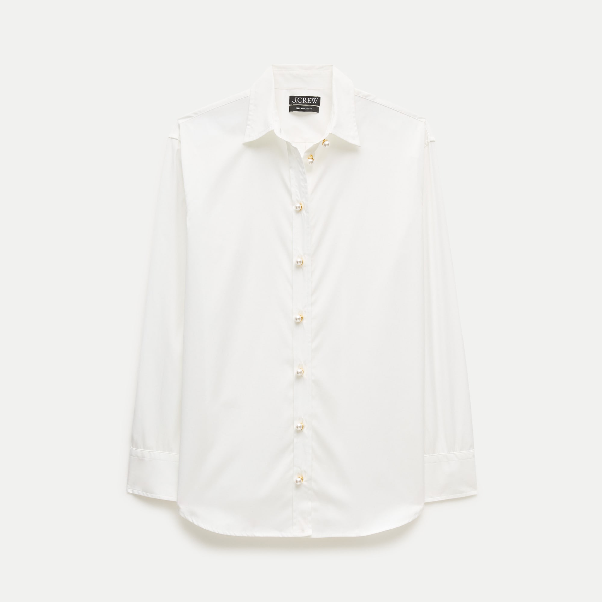 Esme button-up shirt with pearl buttons in Greenwich poplin