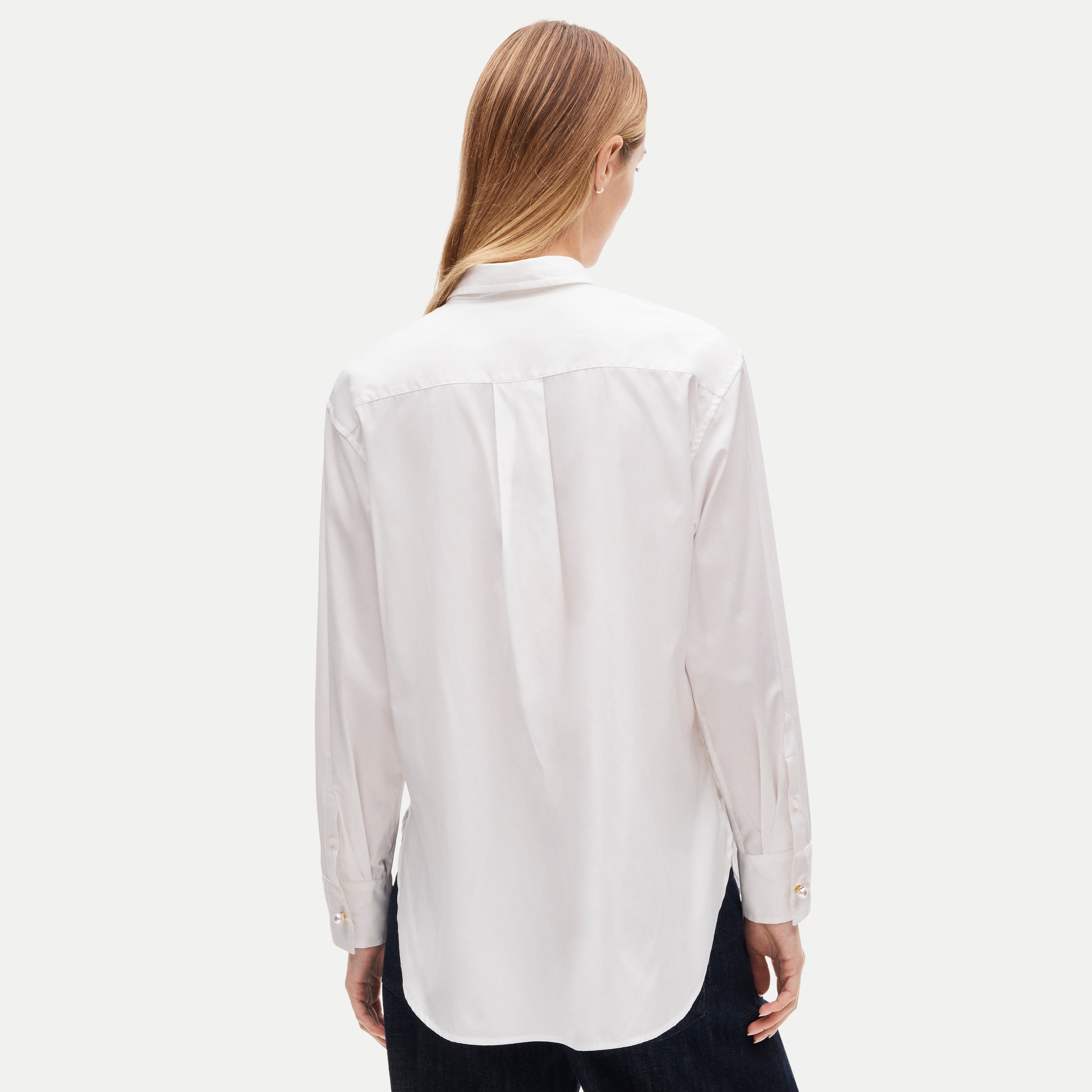 Esme button-up shirt with pearl buttons in Greenwich poplin