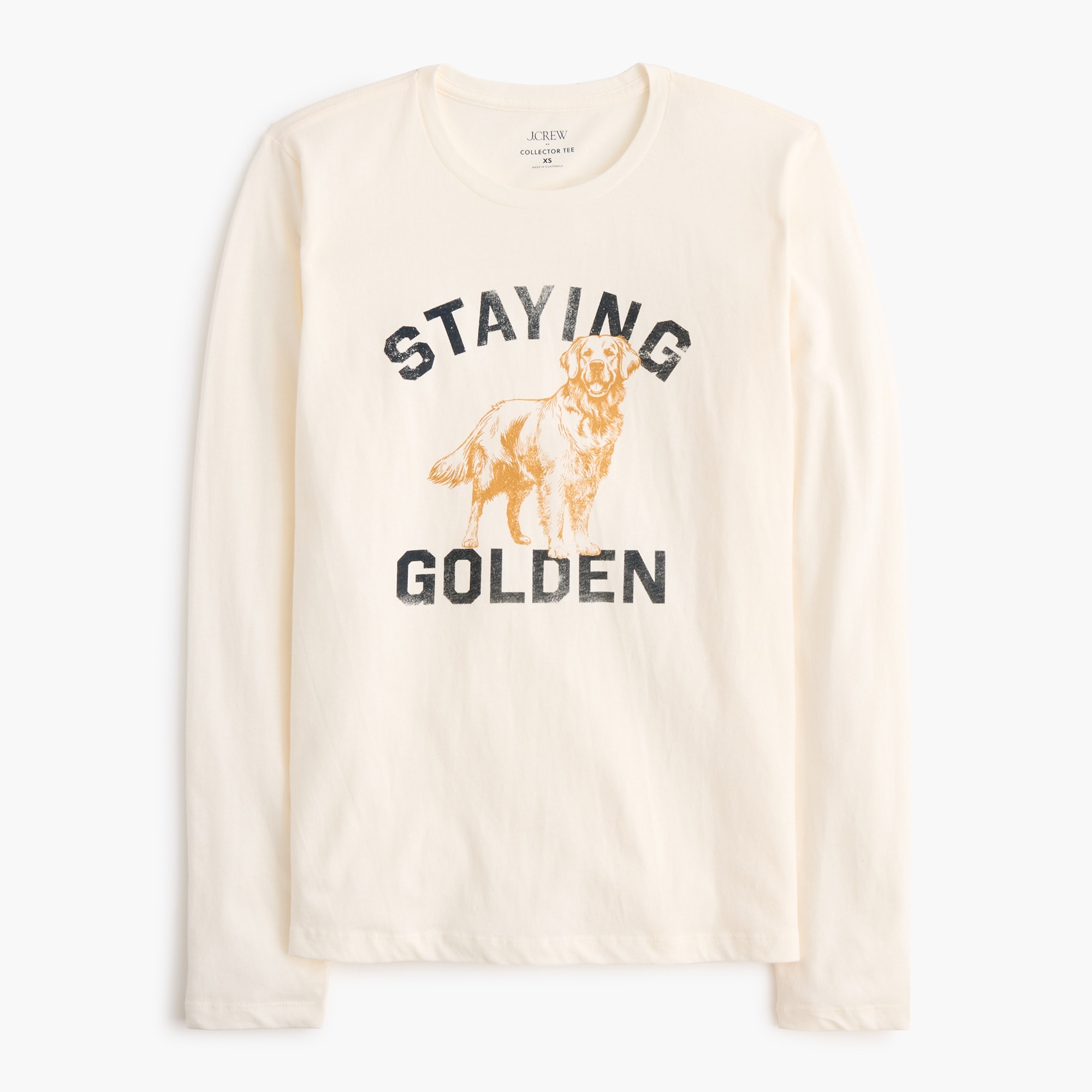 Long-sleeve 100% cotton "staying golden" dog graphic tee
