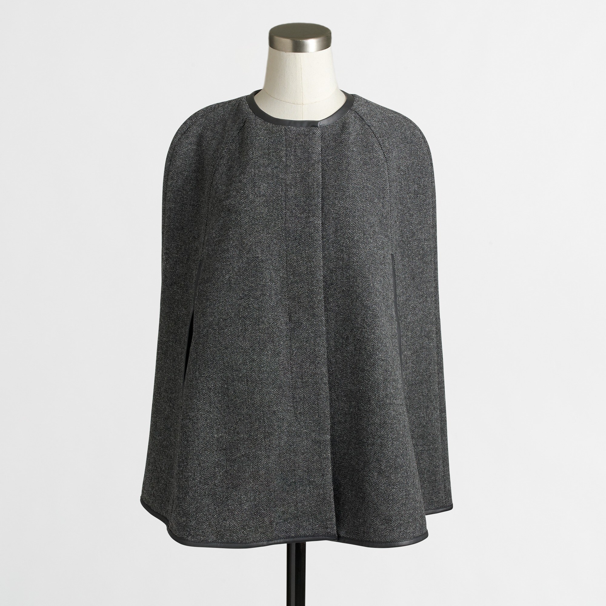 grey and black wool cape for women