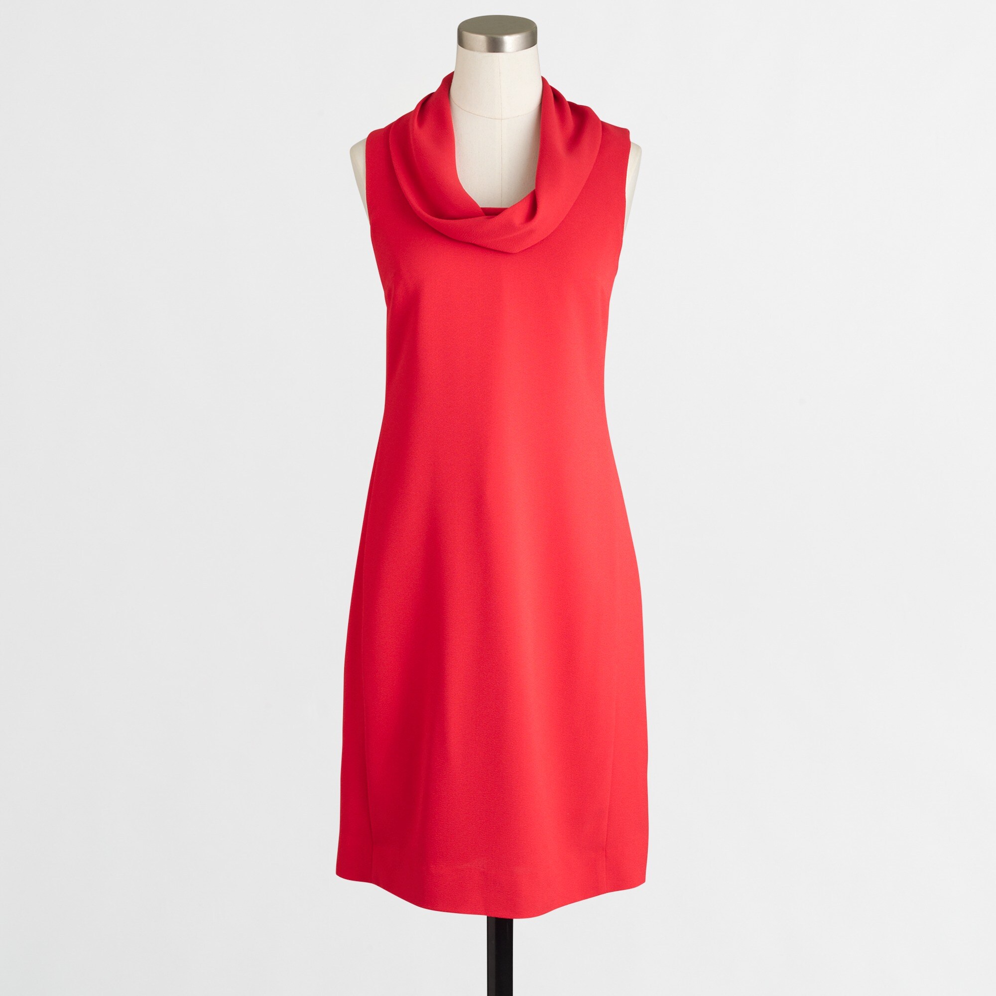 Crepe cowlneck shift dress