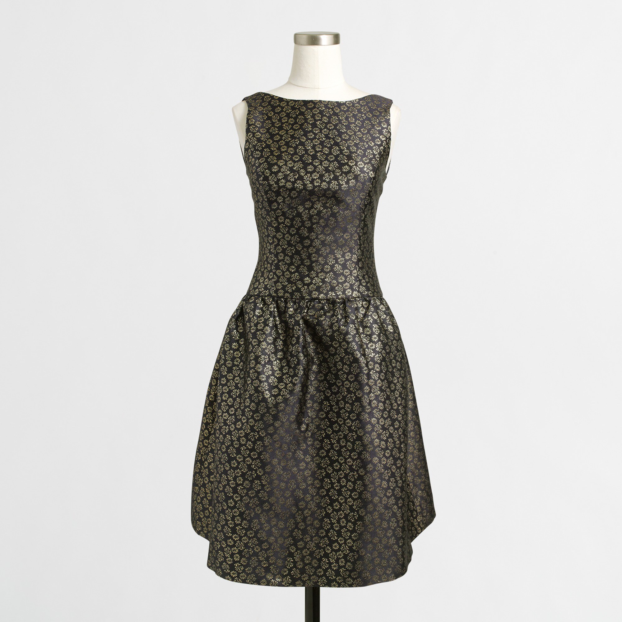 Gold floral jacquard dress