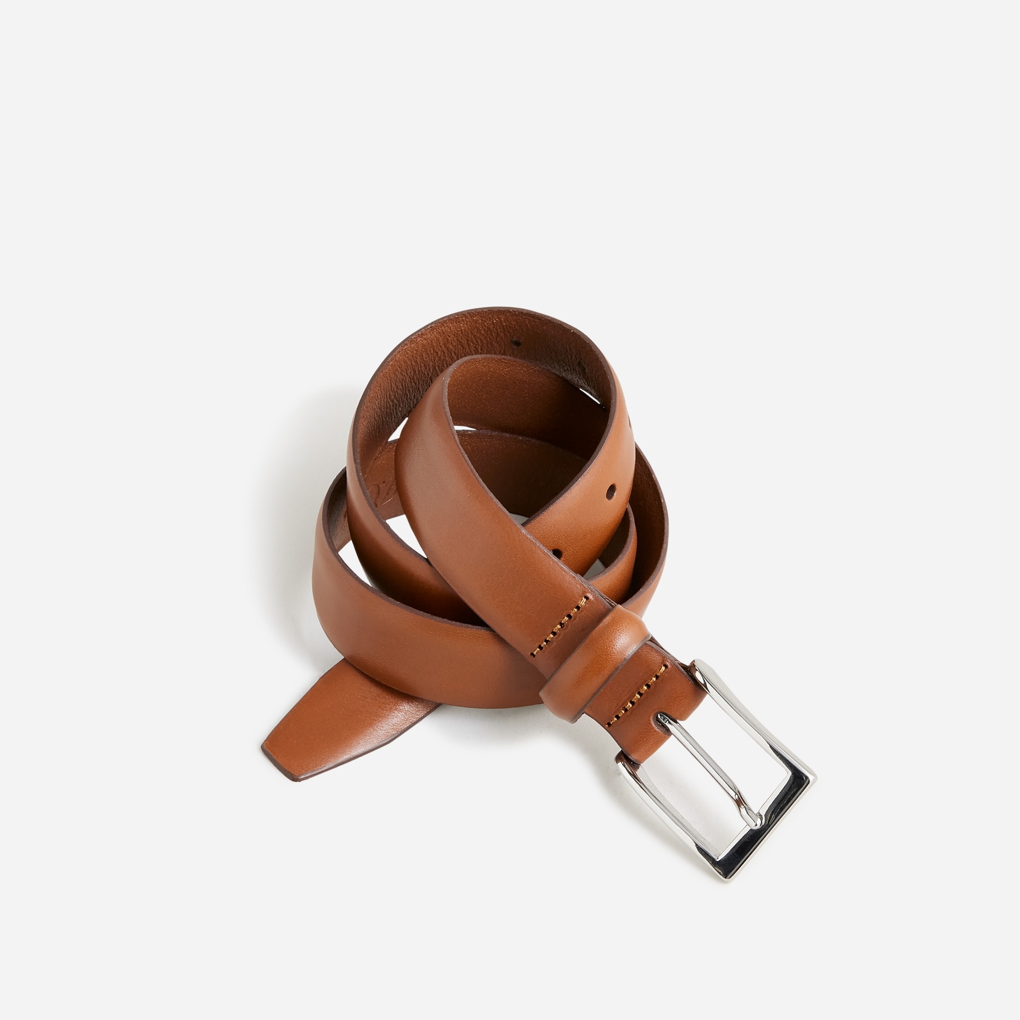 No. 1 Leather Belt - Italian Bridle Leather - Brown Leather with Brass, Large. Adjusts to Fit Sizes 34 - 42
