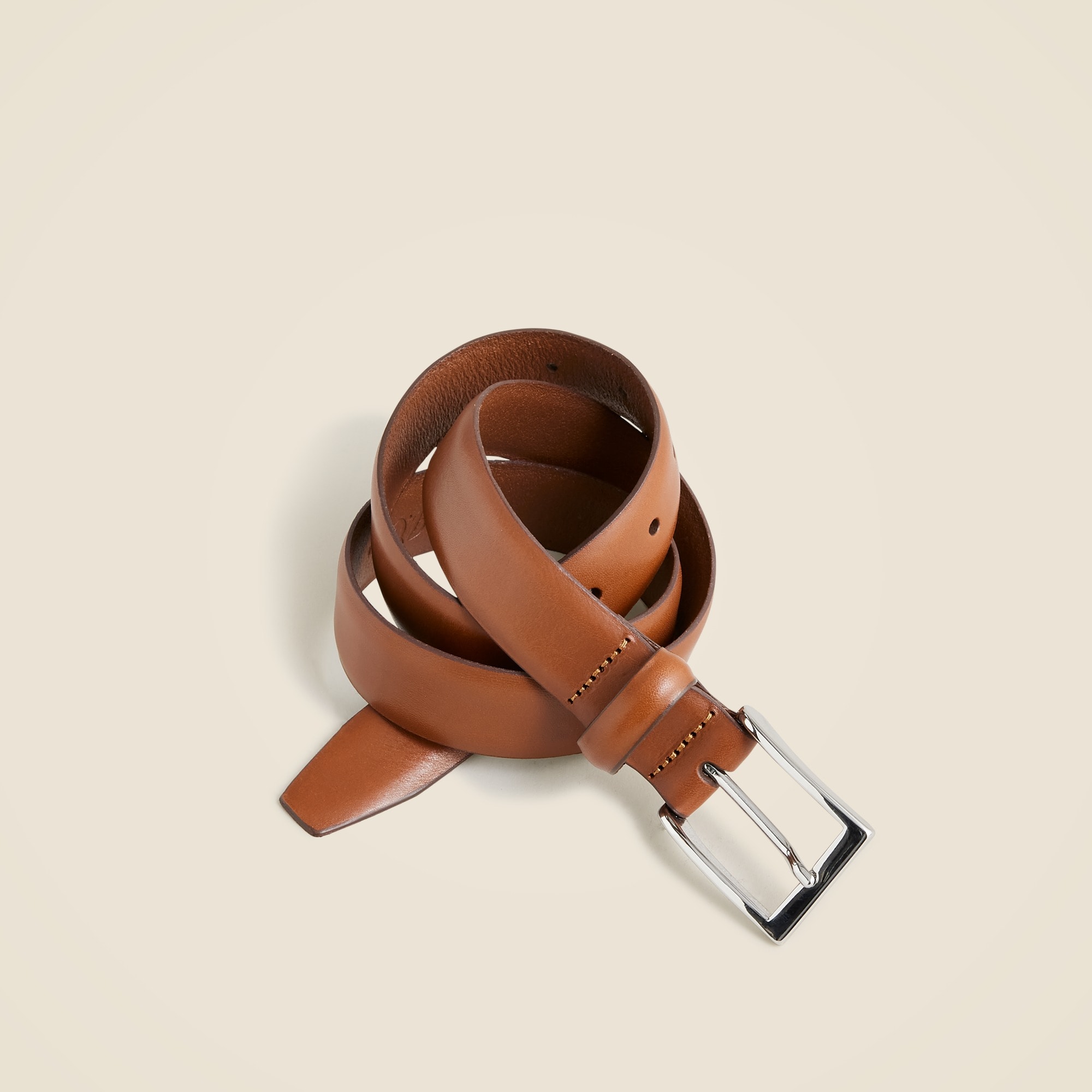 No. 1 Leather Belt - Italian Bridle Leather - Brown Leather with Brass, Large. Adjusts to Fit Sizes 34 - 42