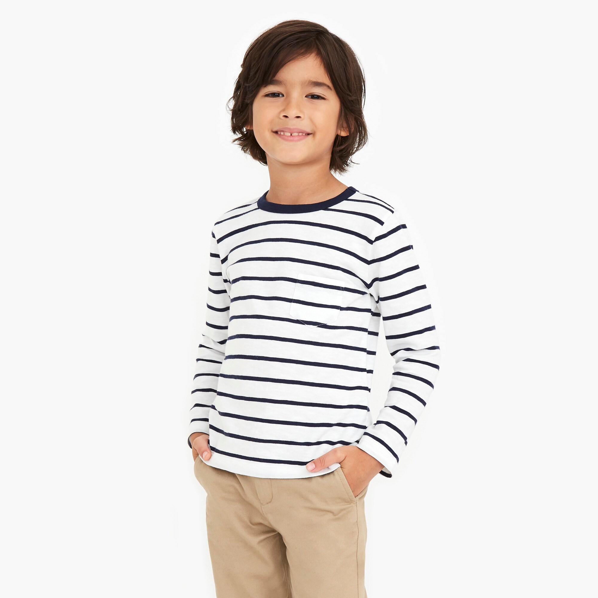 Boys' striped popover hoodie