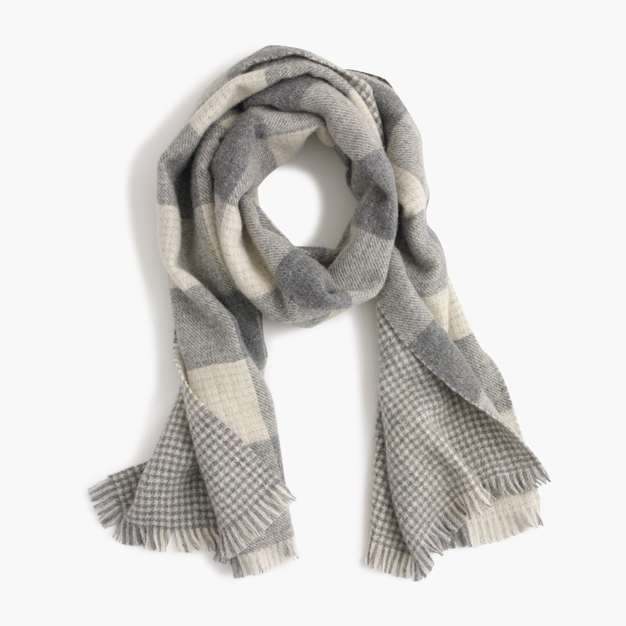 J.Crew: Reversible buffalo check houndstooth wool scarf