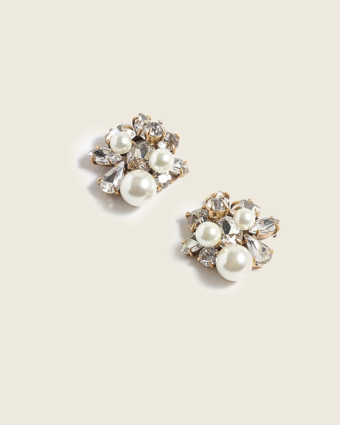 j.crew: pearl and crystal earrings for women, right side, view zoomed