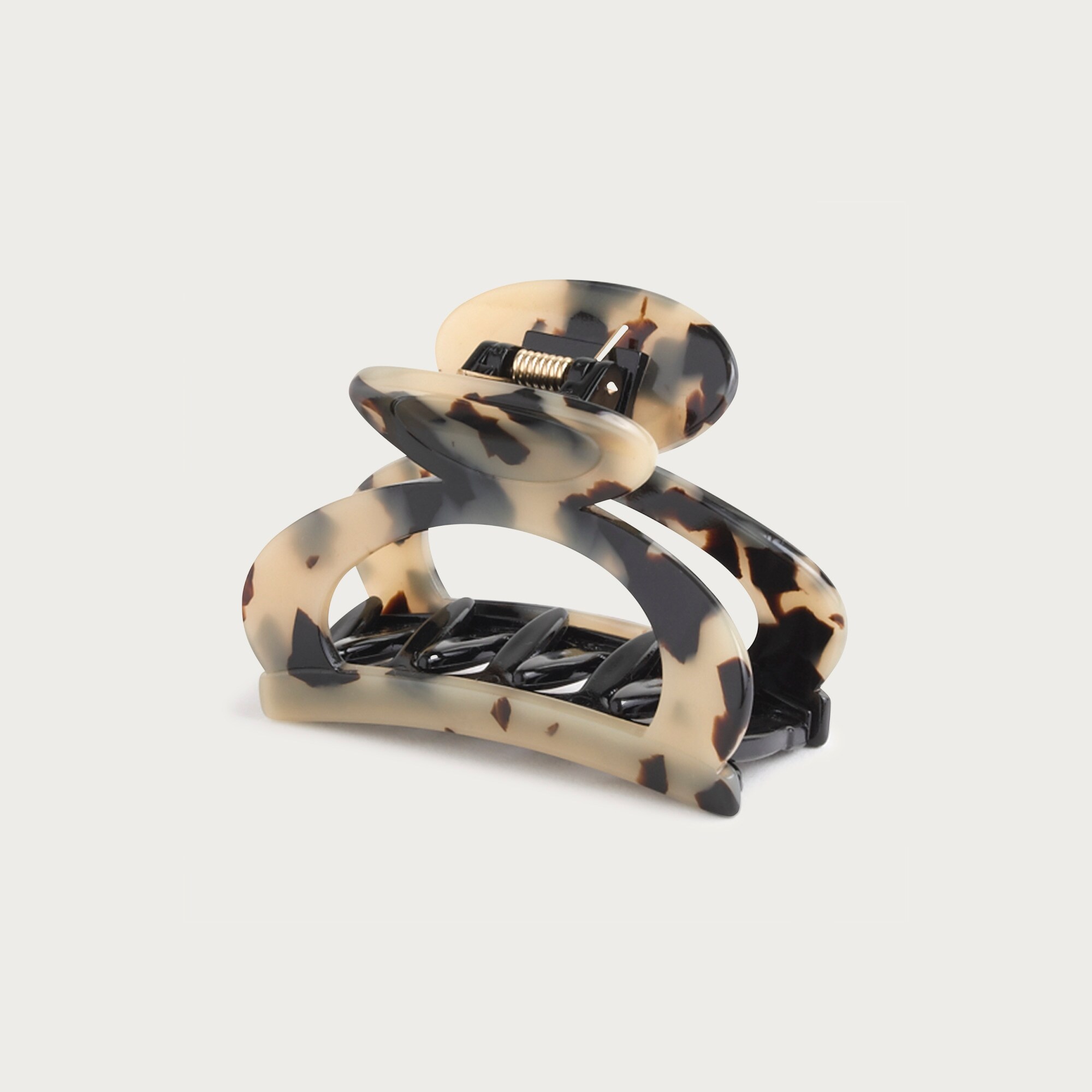 womens Rounded open-sided hair clip in Italian tortoise