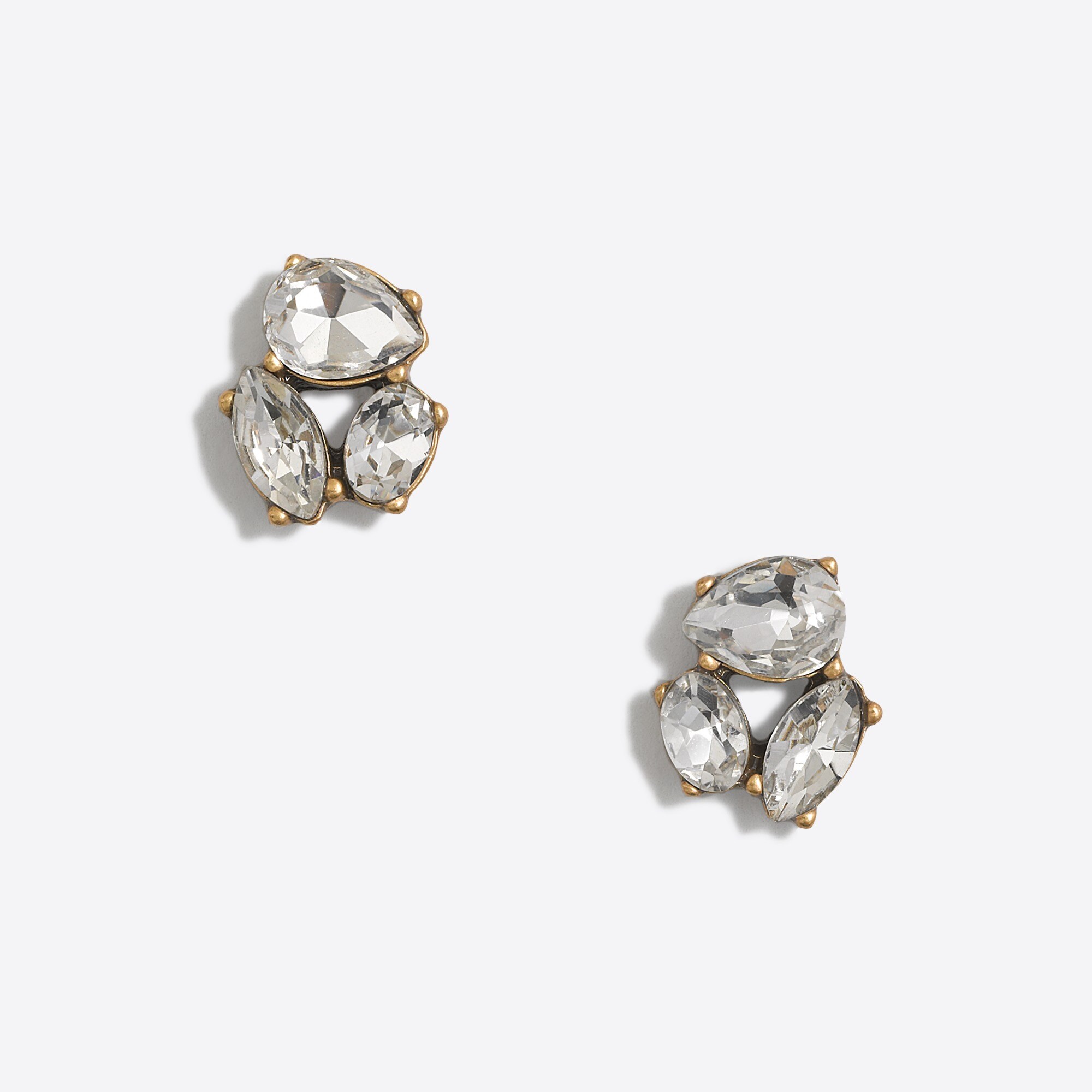 factory: crystal trio earrings for women, right side, view zoomed