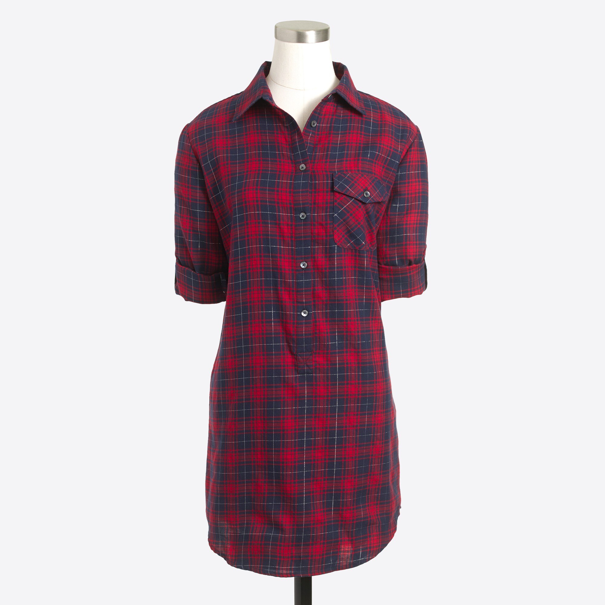 plaid tunic with pocket for women