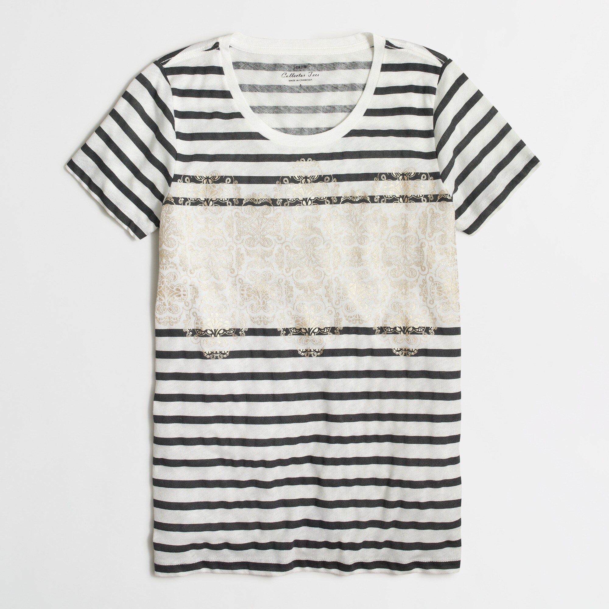 Striped jet collector tee in airy cotton