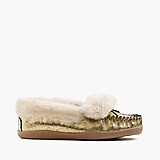 Women's crackled metallic suede lodge moccasins