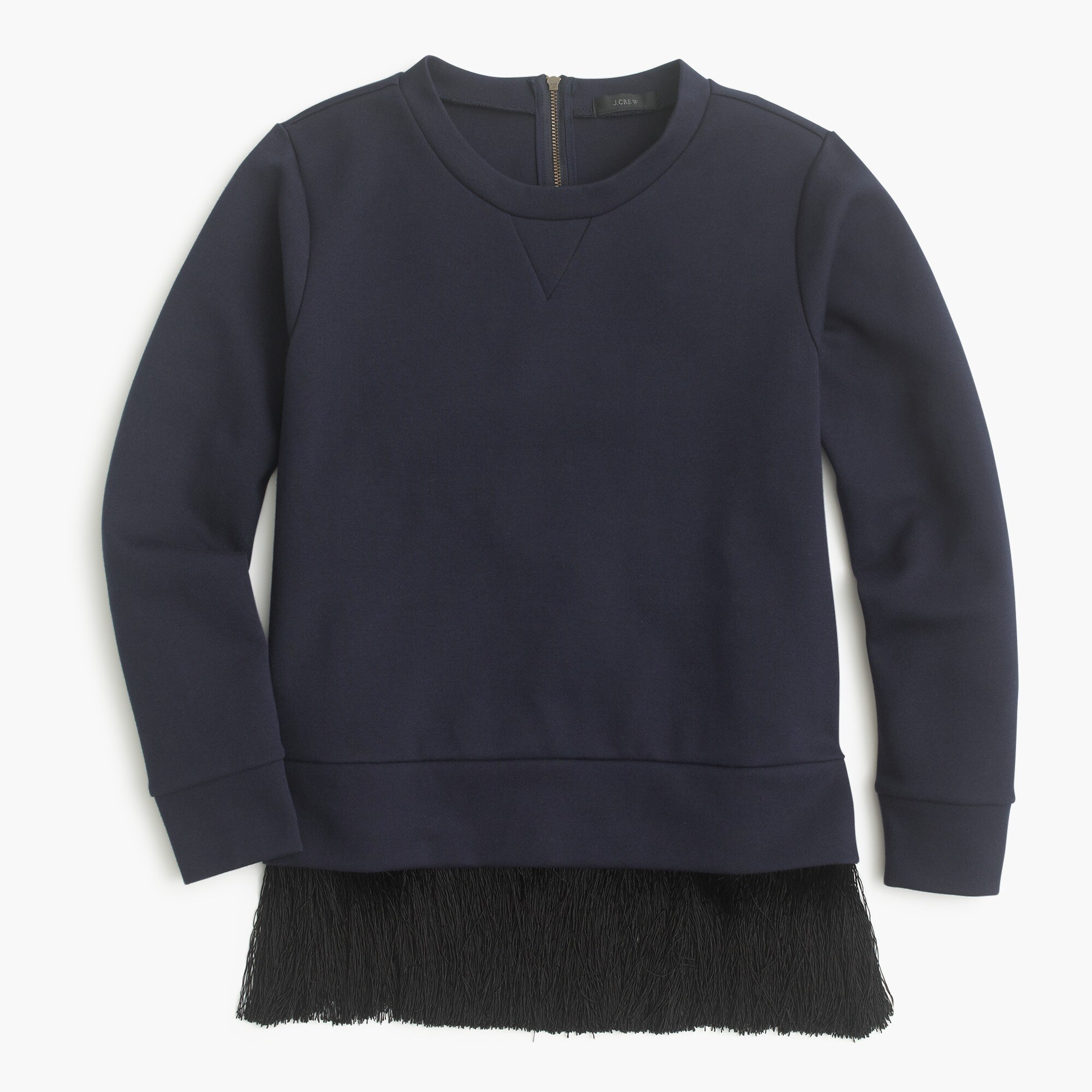 Sweatshirt with fringe hem