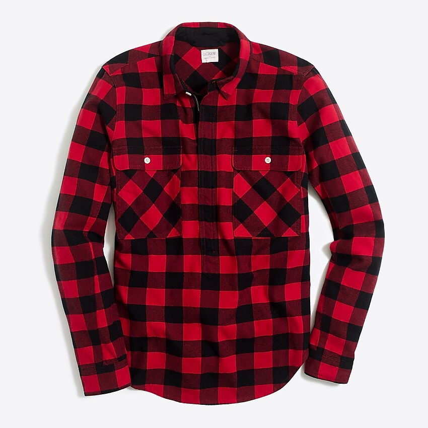 factory: buffalo check shirt-jacket for women, right side, view zoomed