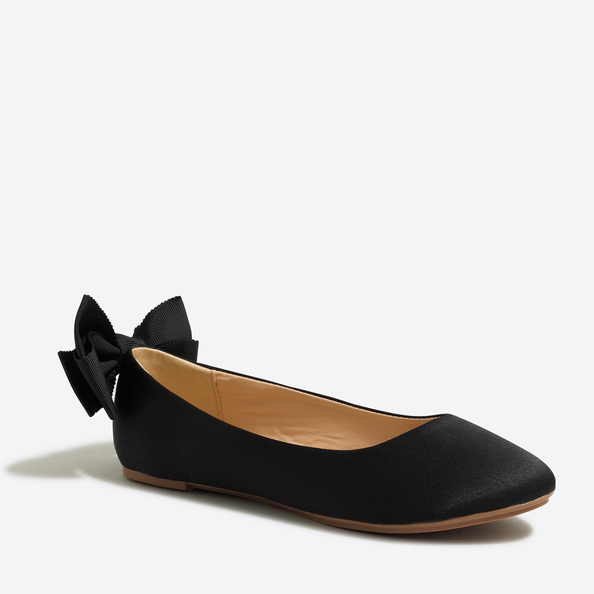 Girls' satin ballet flats with bow