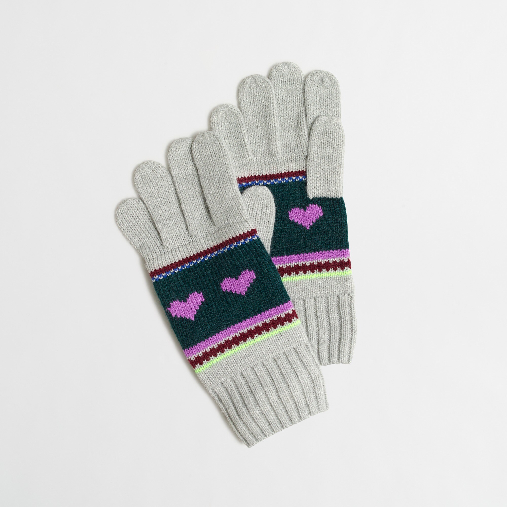 Girls' heart Fair Isle gloves