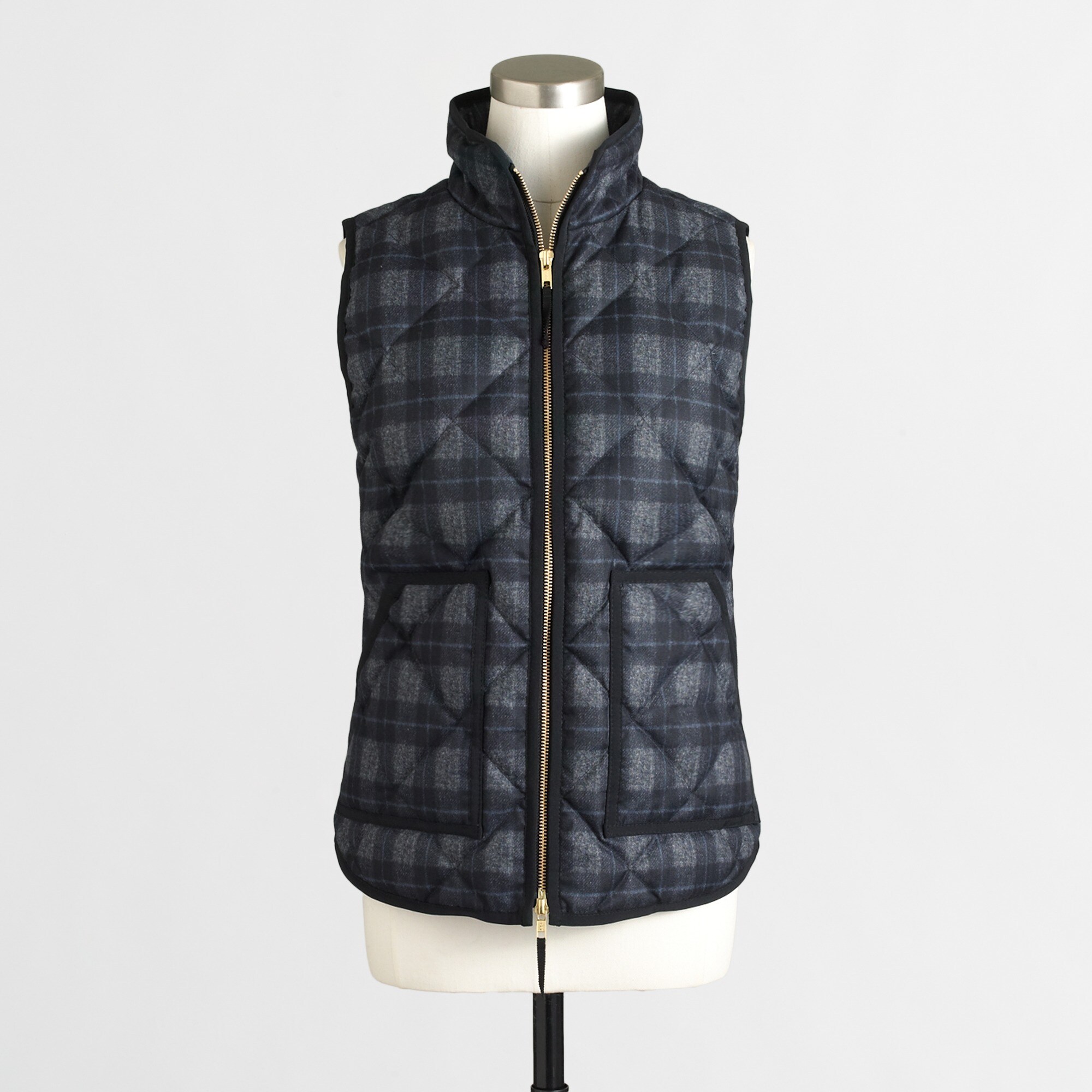 Plaid quilted puffer vest