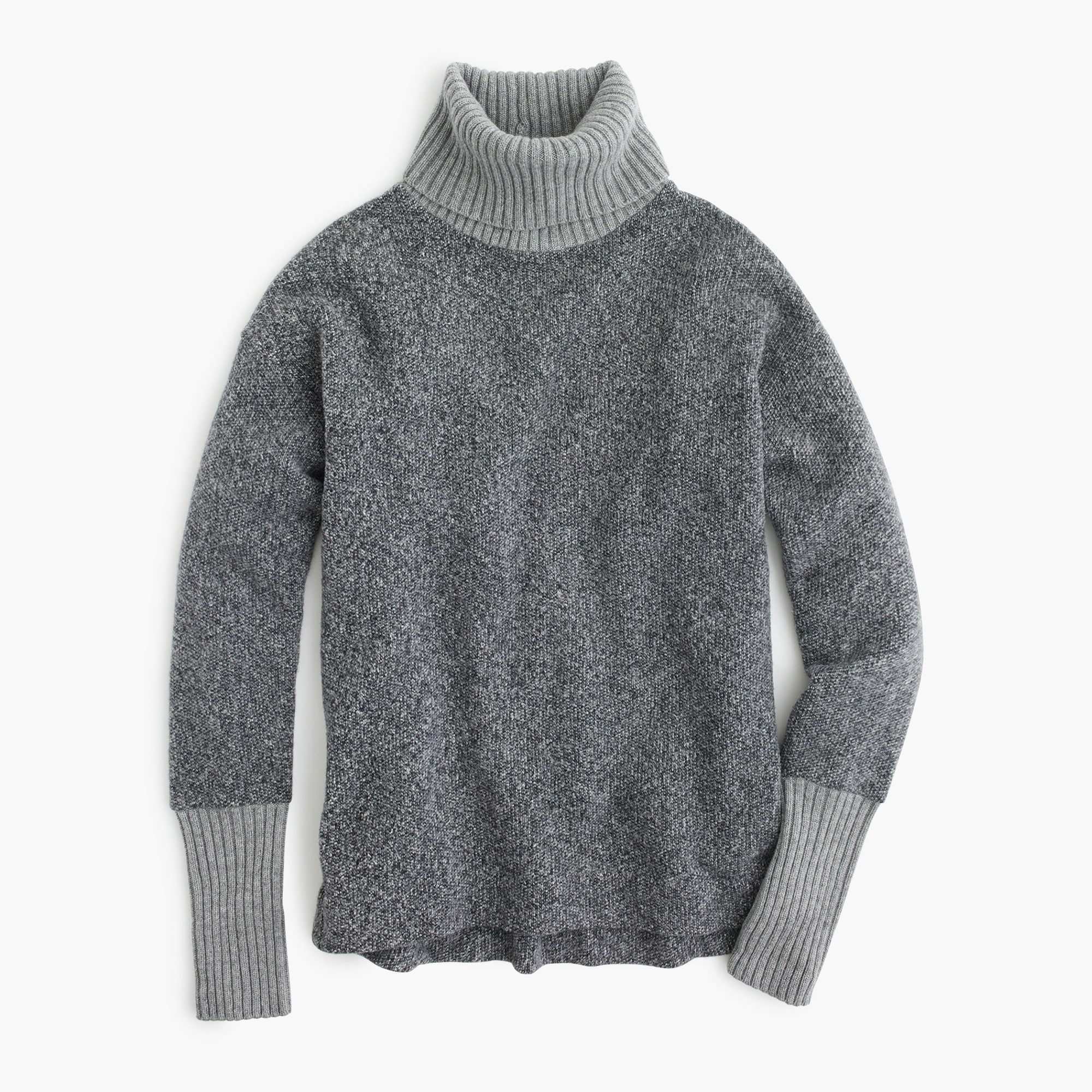 Relaxed fleece turtleneck with cashmere trim