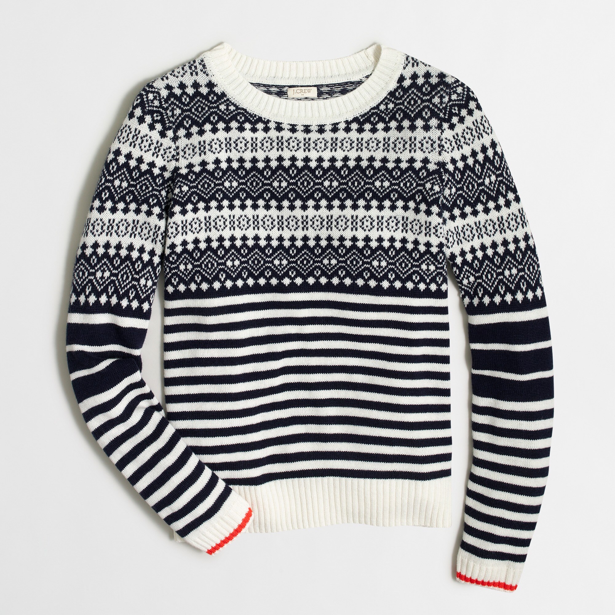 fair isle sweater with stripes for women