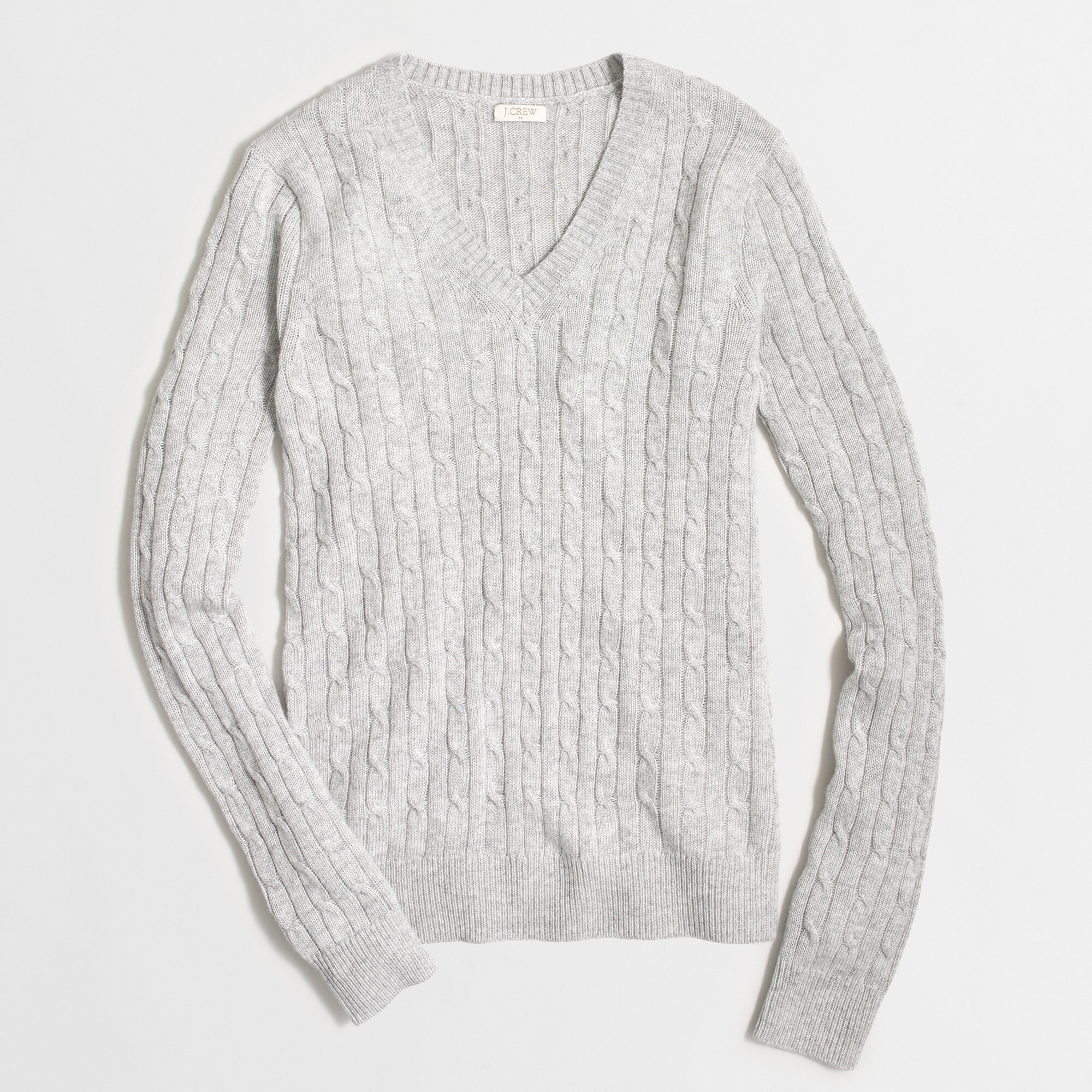 Wool-blend cable-knit V-neck sweater