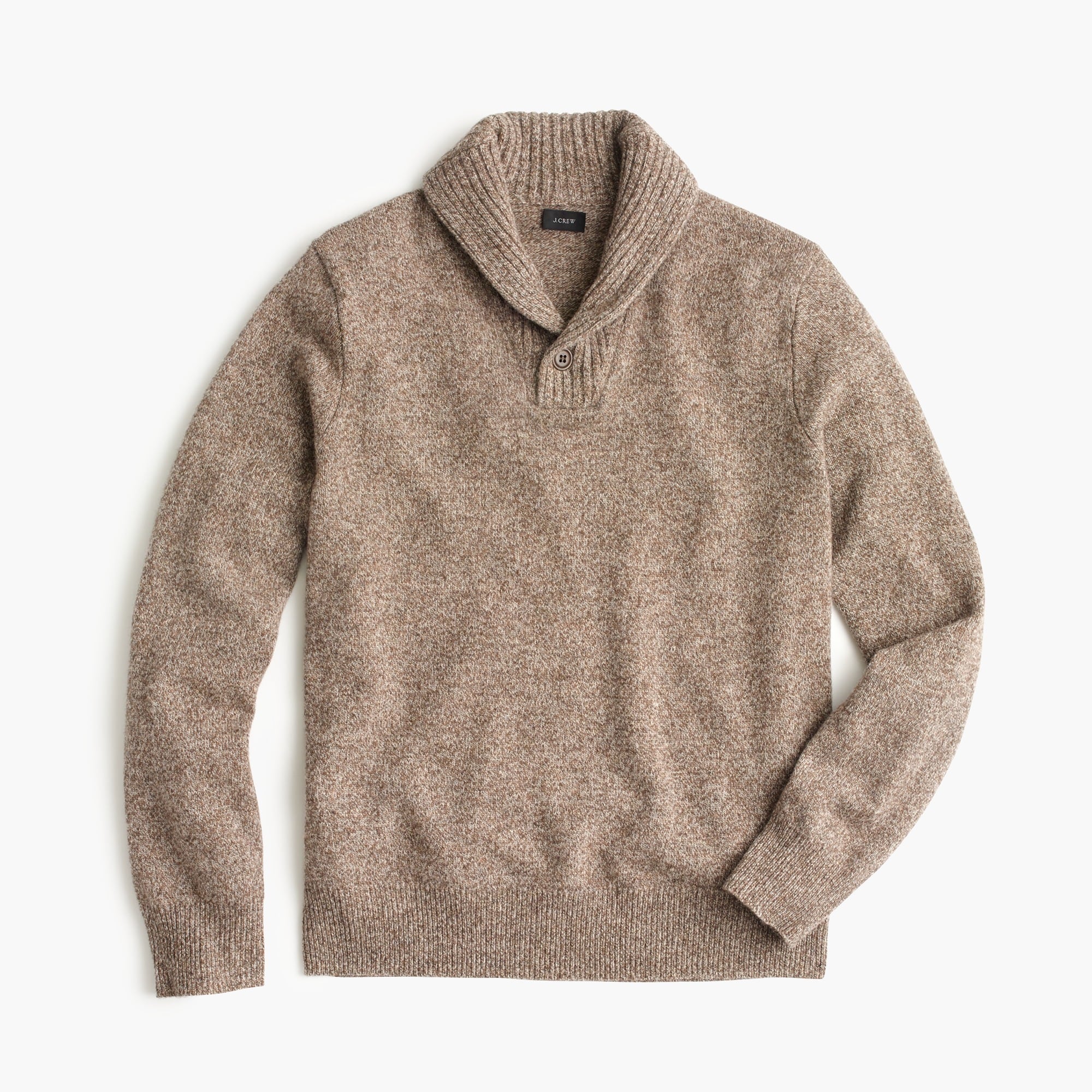 Marled lambswool shawl-collar sweater