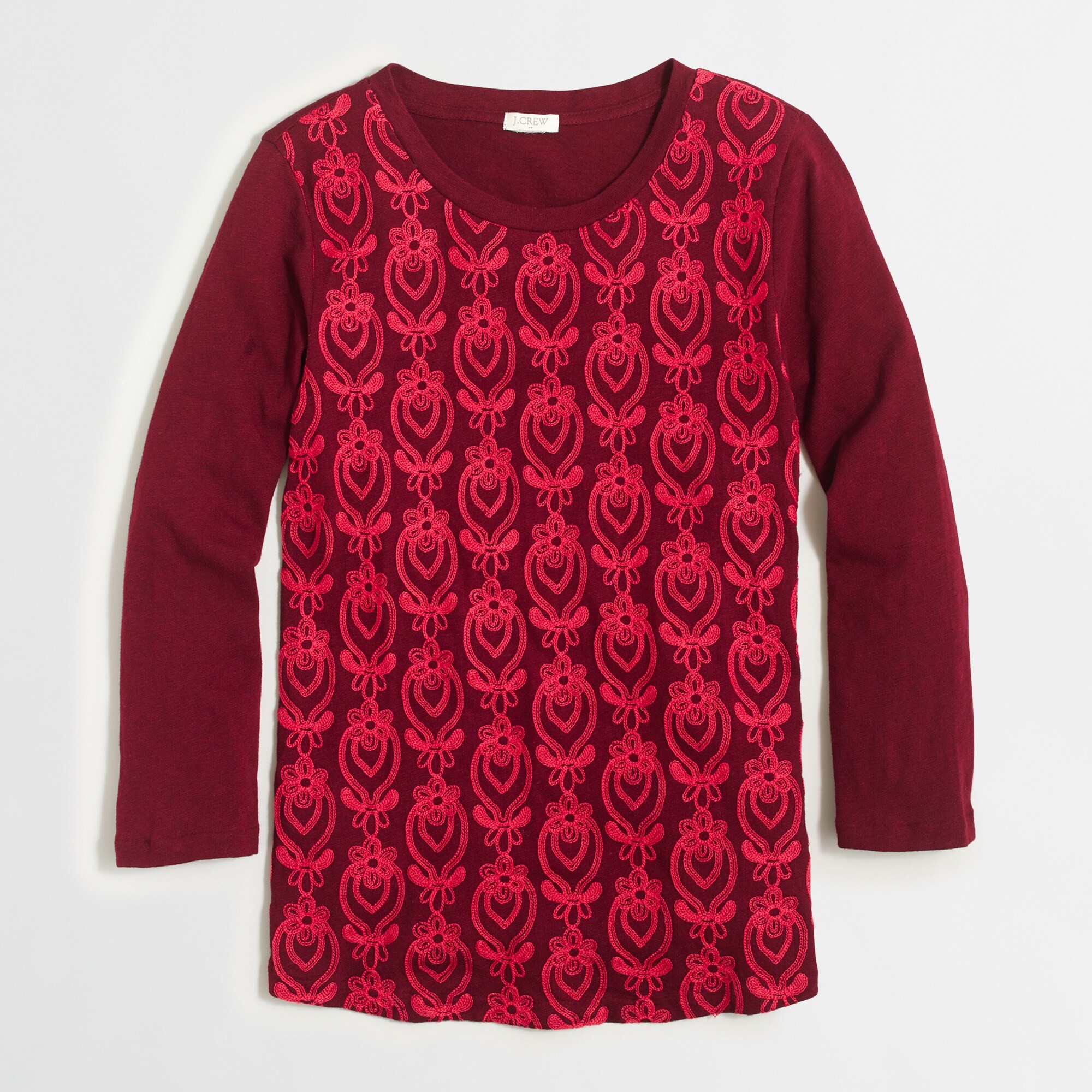 embroidered panel tee for women