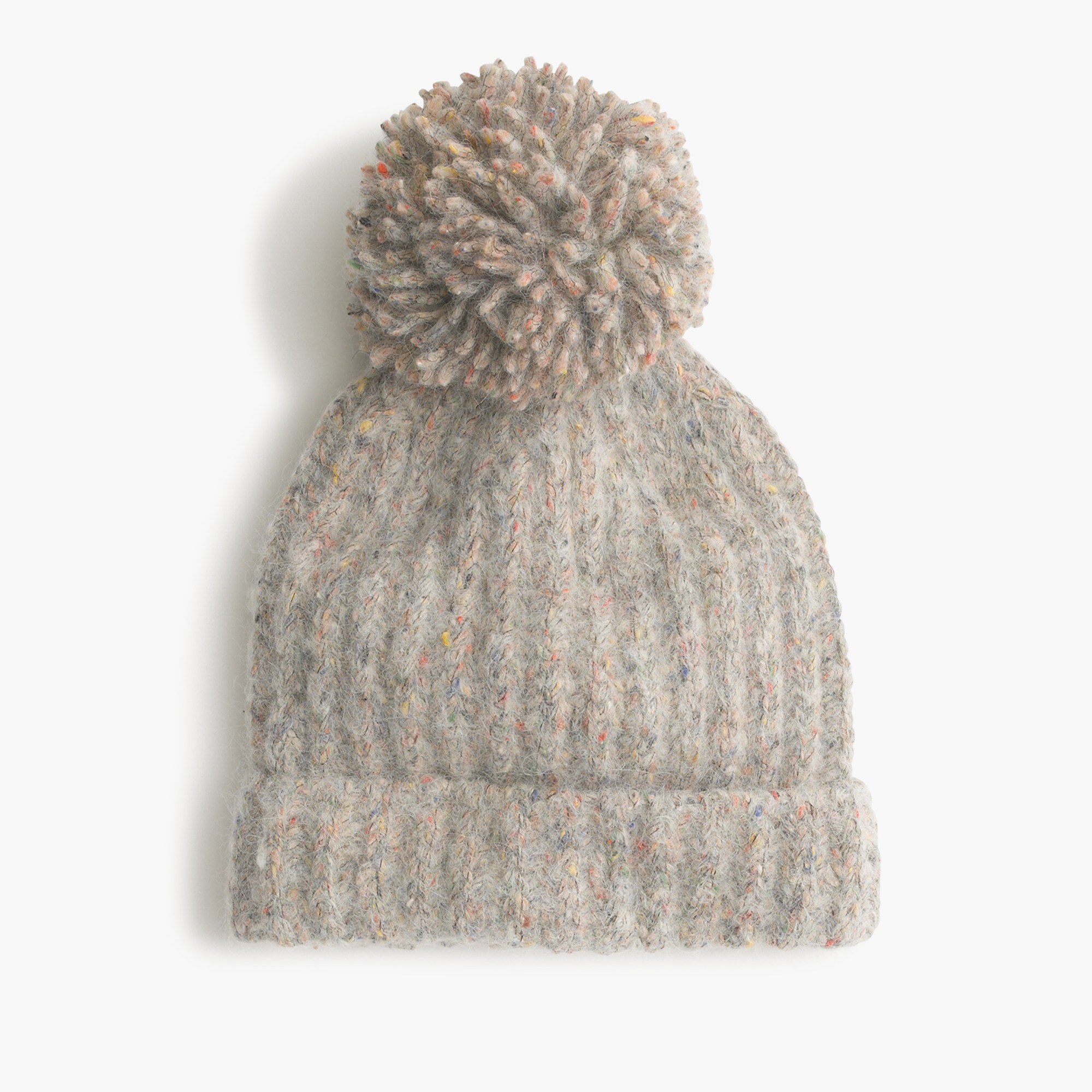 Rainbow speckle pom-pom beanie