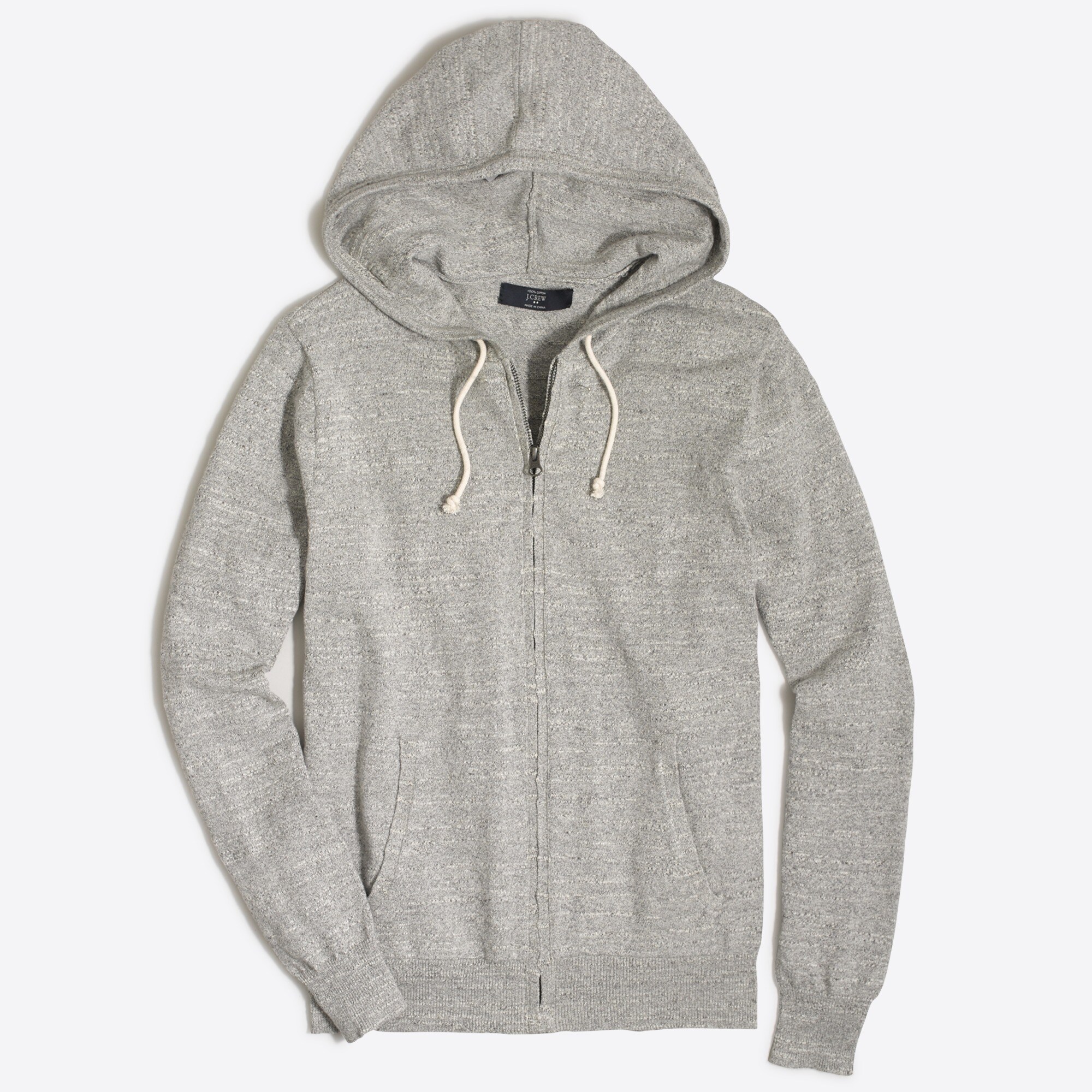 full-zip textured cotton hoodie for men