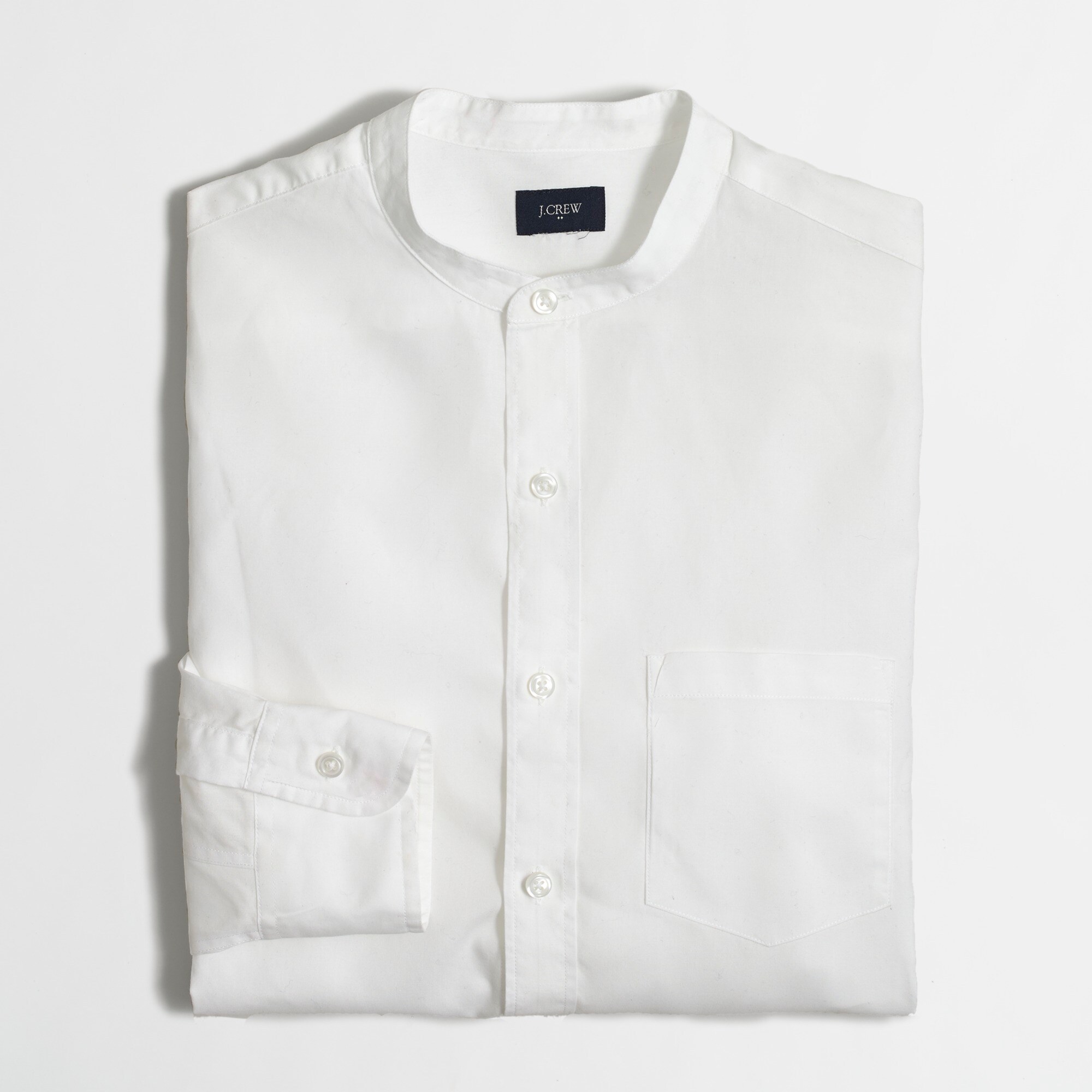 Washed band-collar shirt