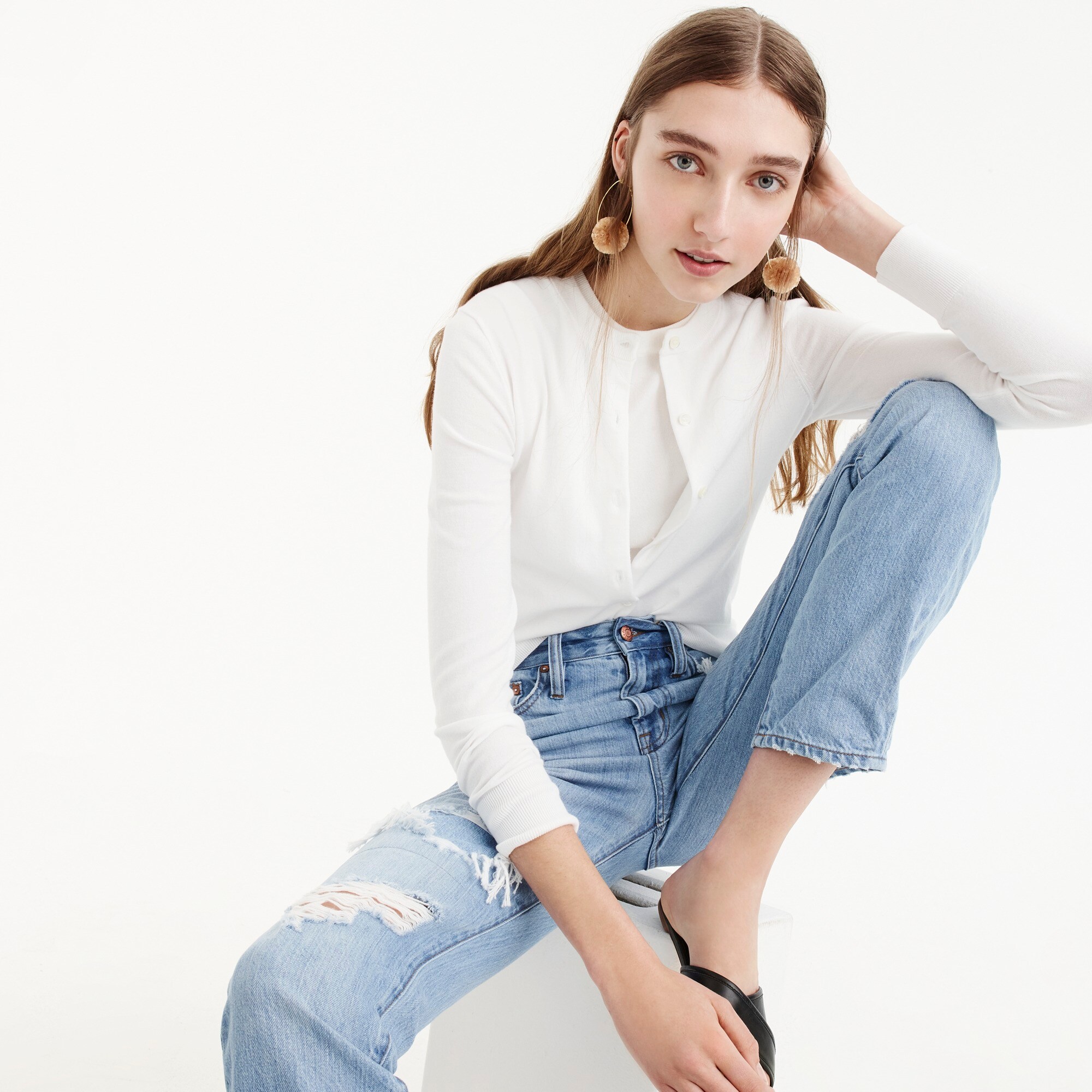 J Crew Cotton Jackie Cardigan Sweater For Women