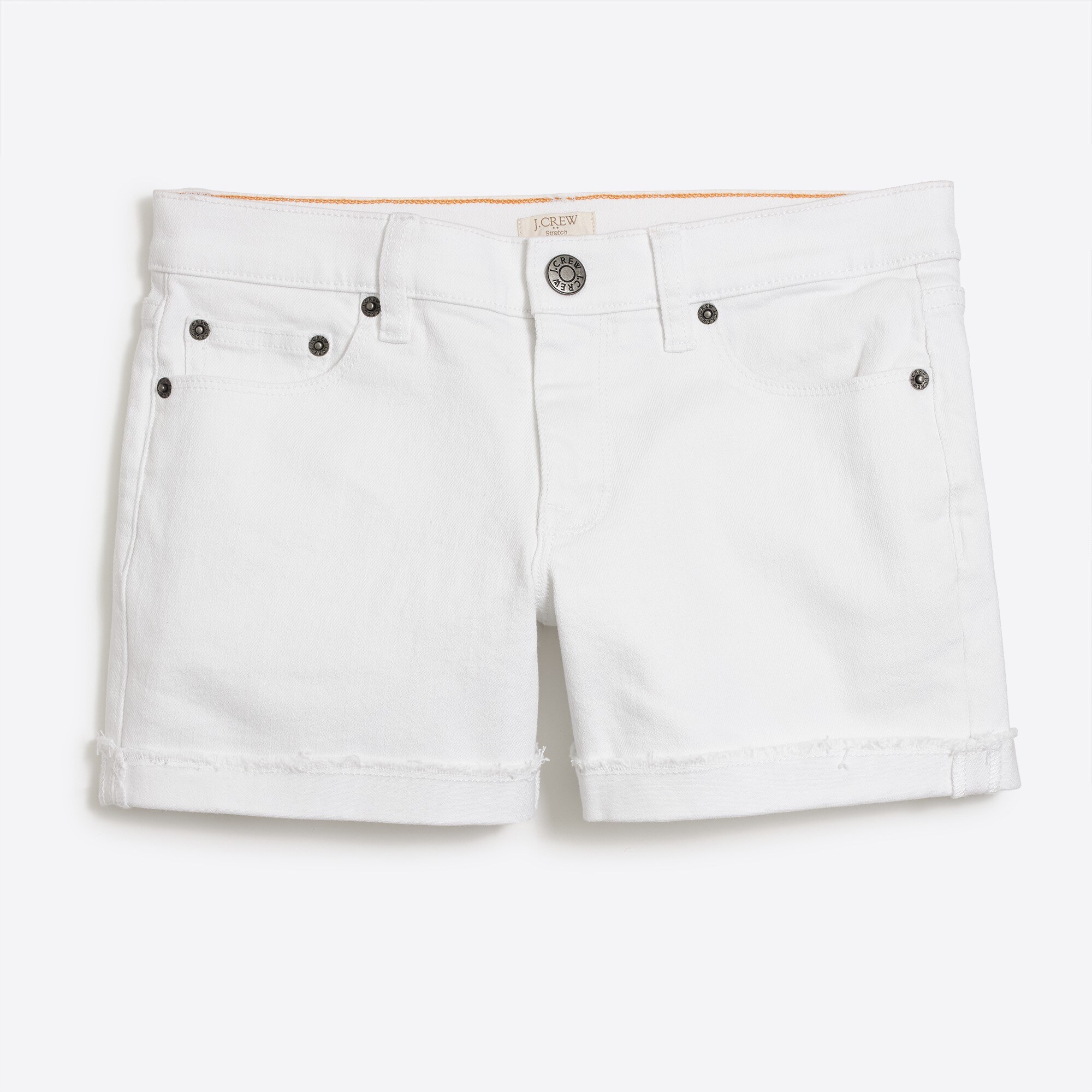 factory: denim short in white wash for women, right side, view zoomed