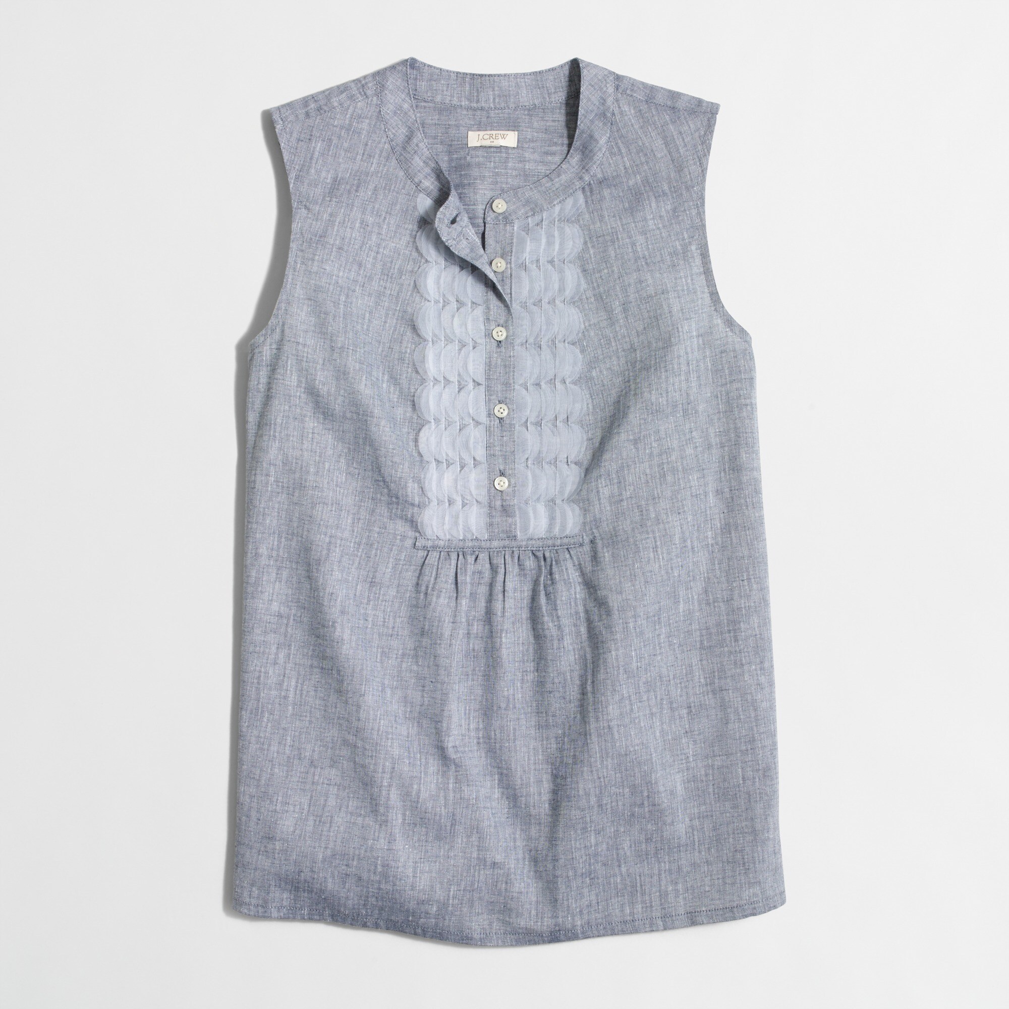 chambray tank with embellished placket for women