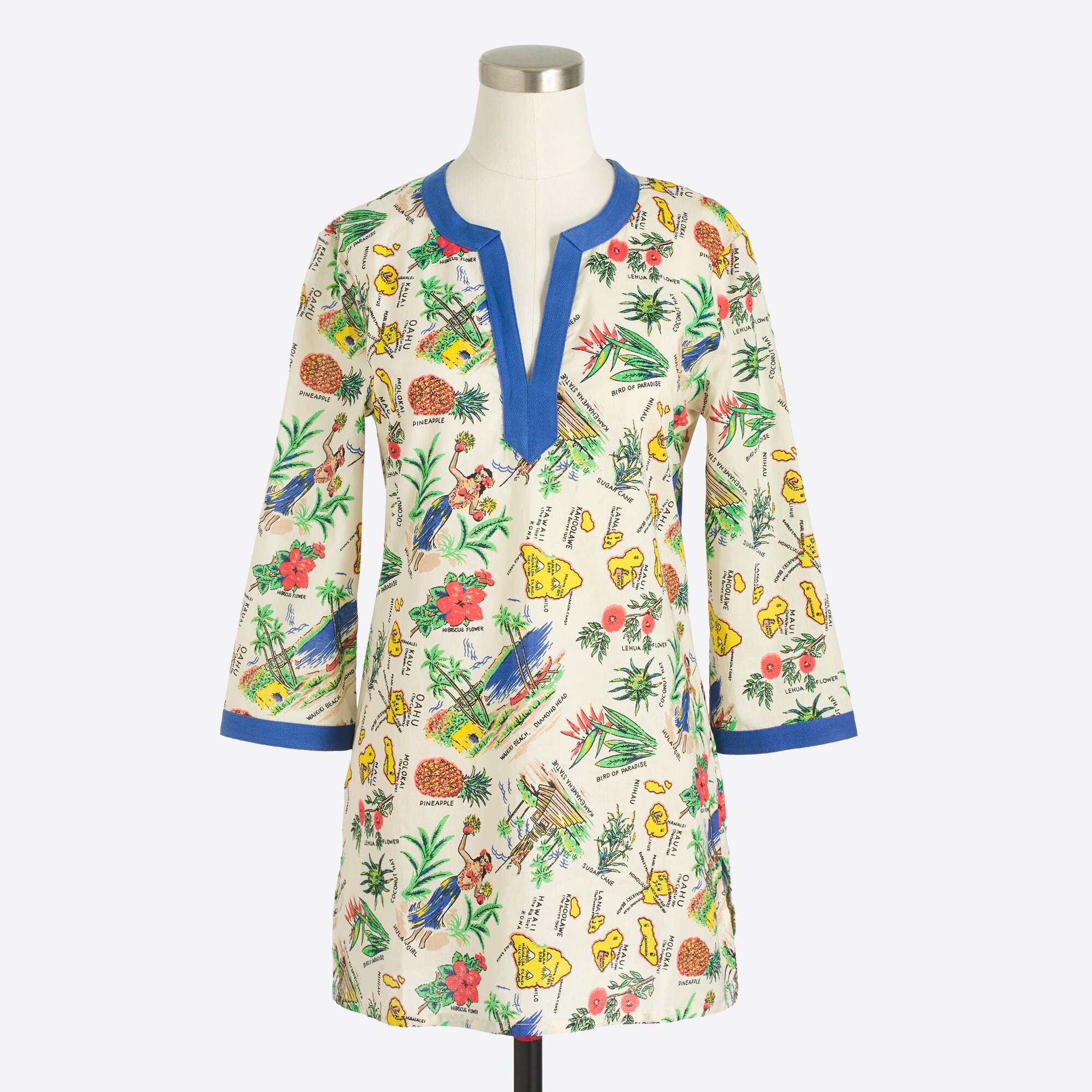 printed poplin tunic for women