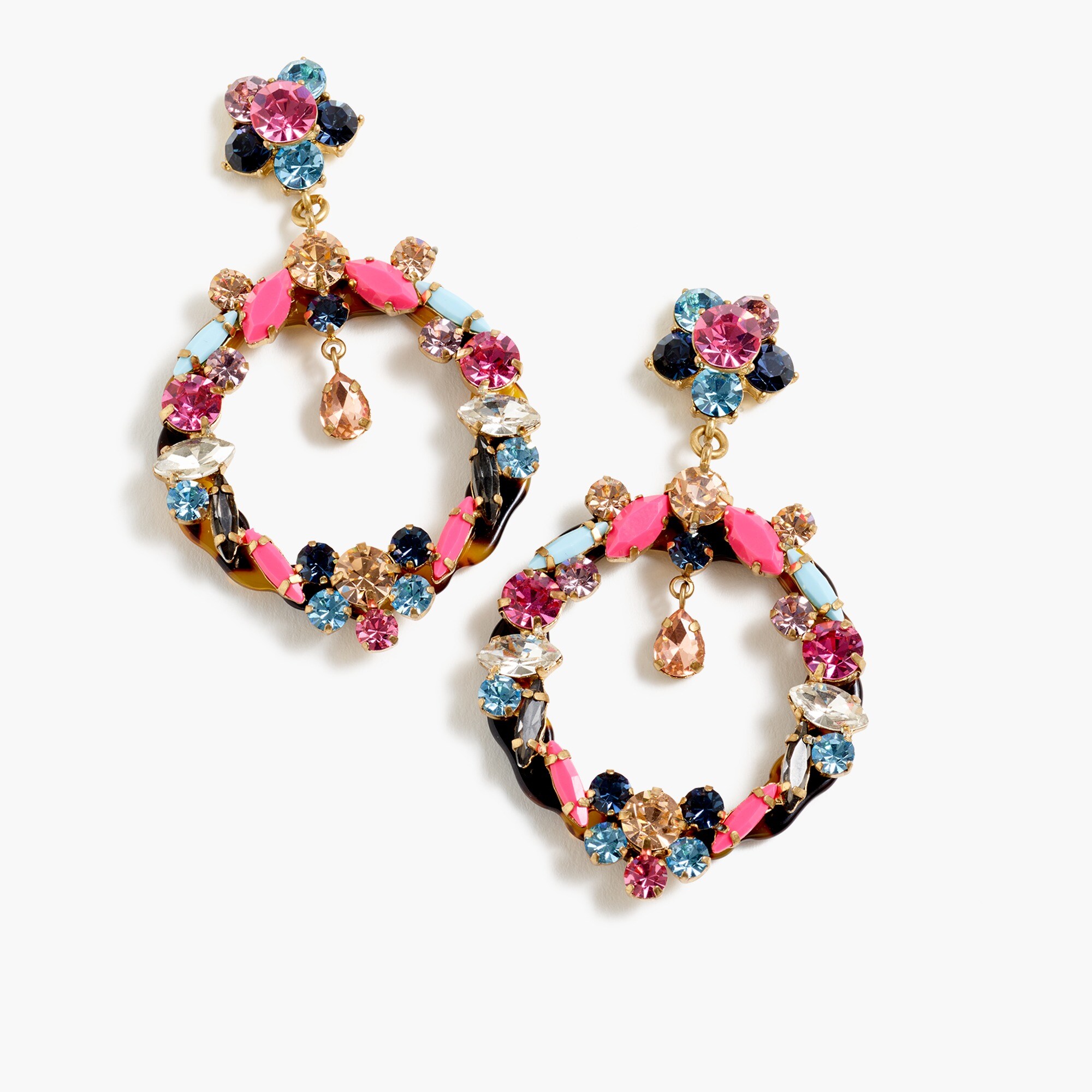 women's crystal drop-hoop statement earrings - women's jewelry