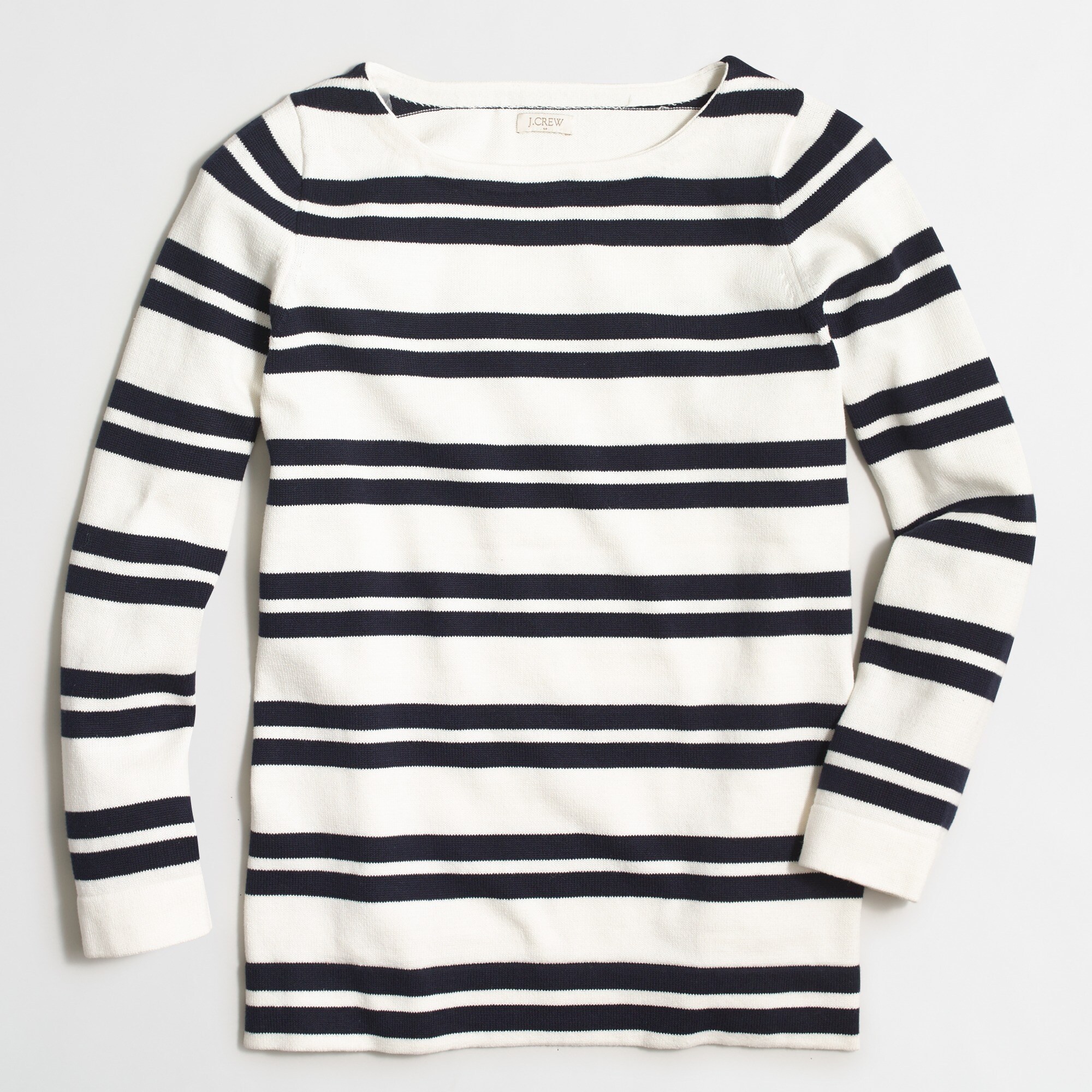 Placed-stripe boatneck sweater