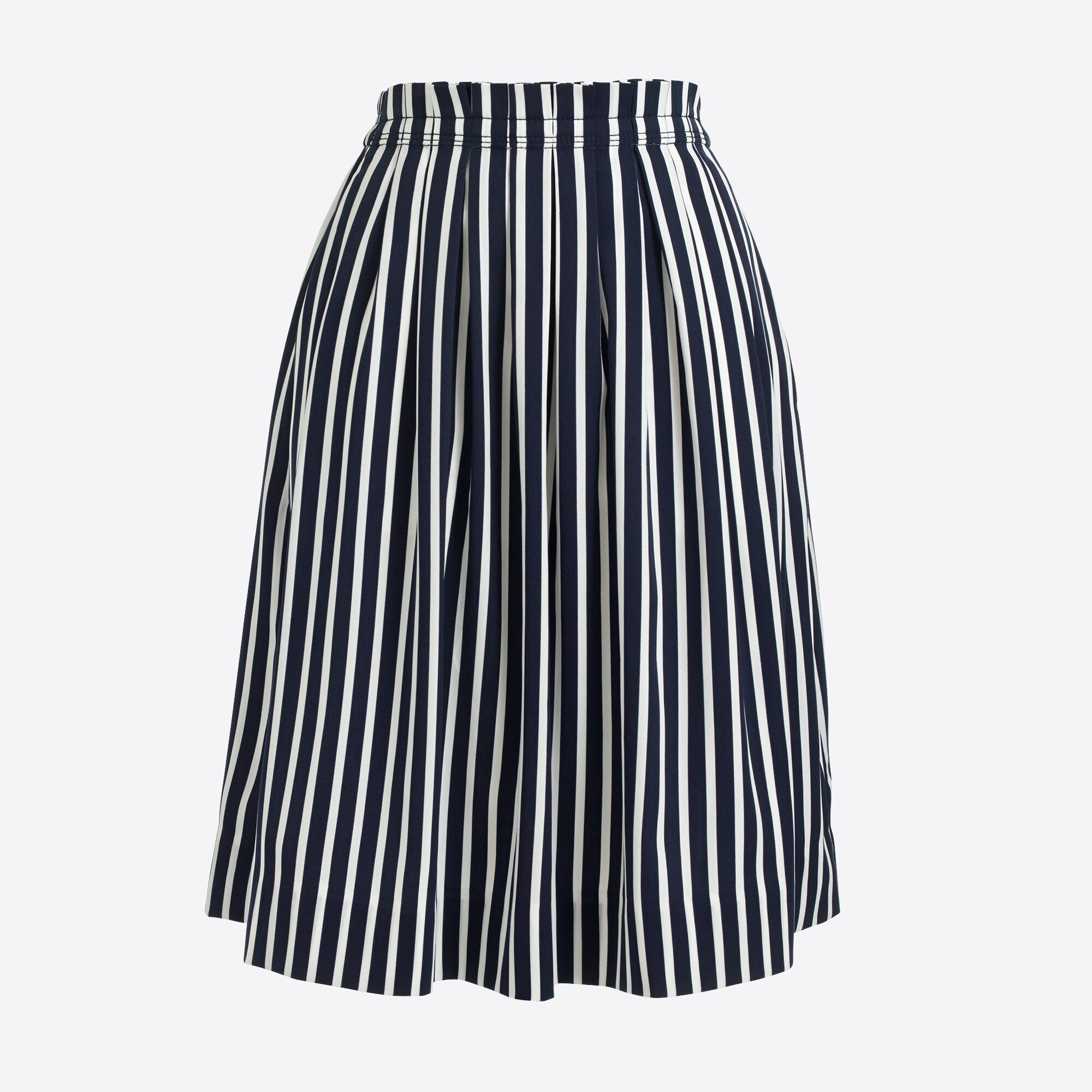 Striped pleated midi skirt