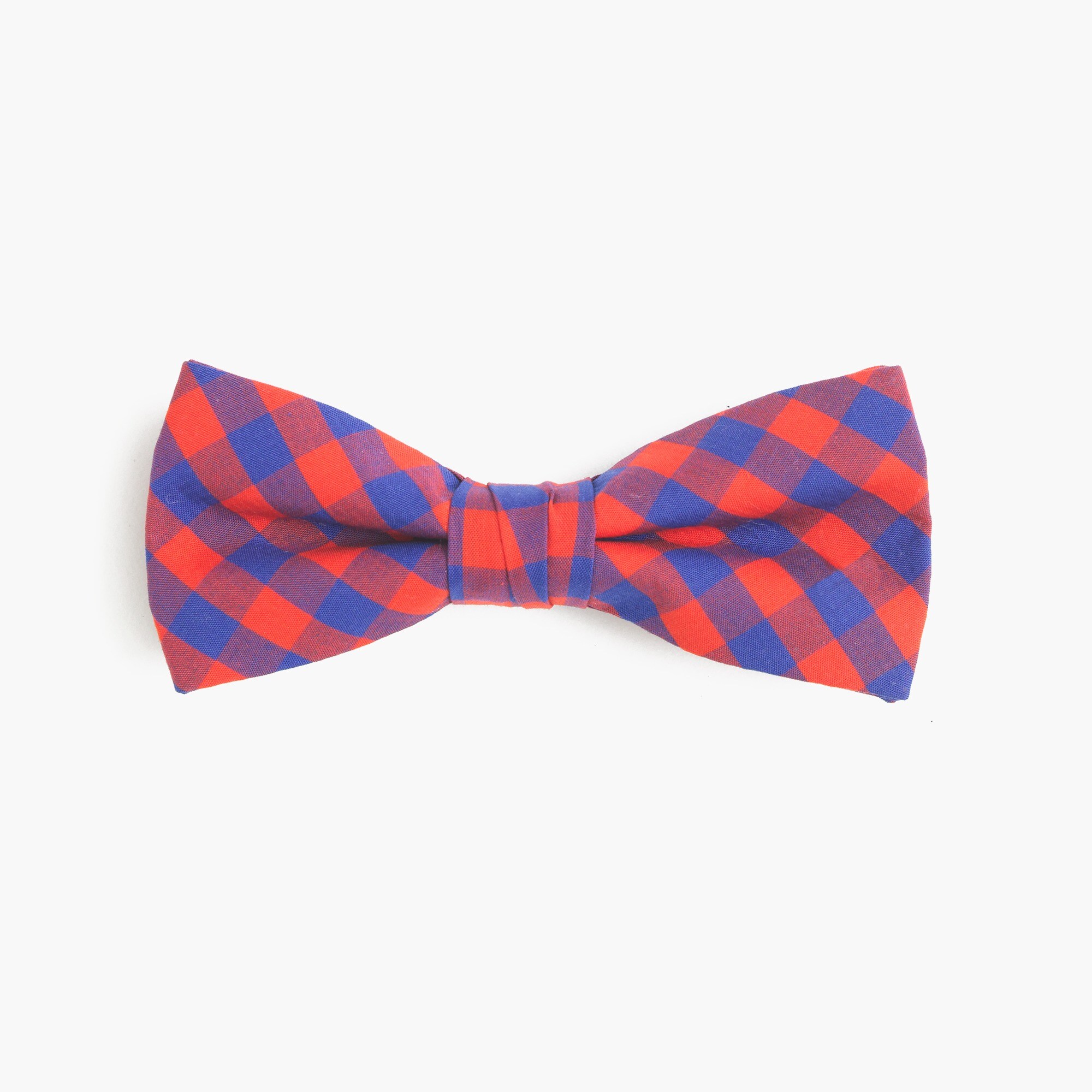 Boys' cotton bow tie in blue-red gingham