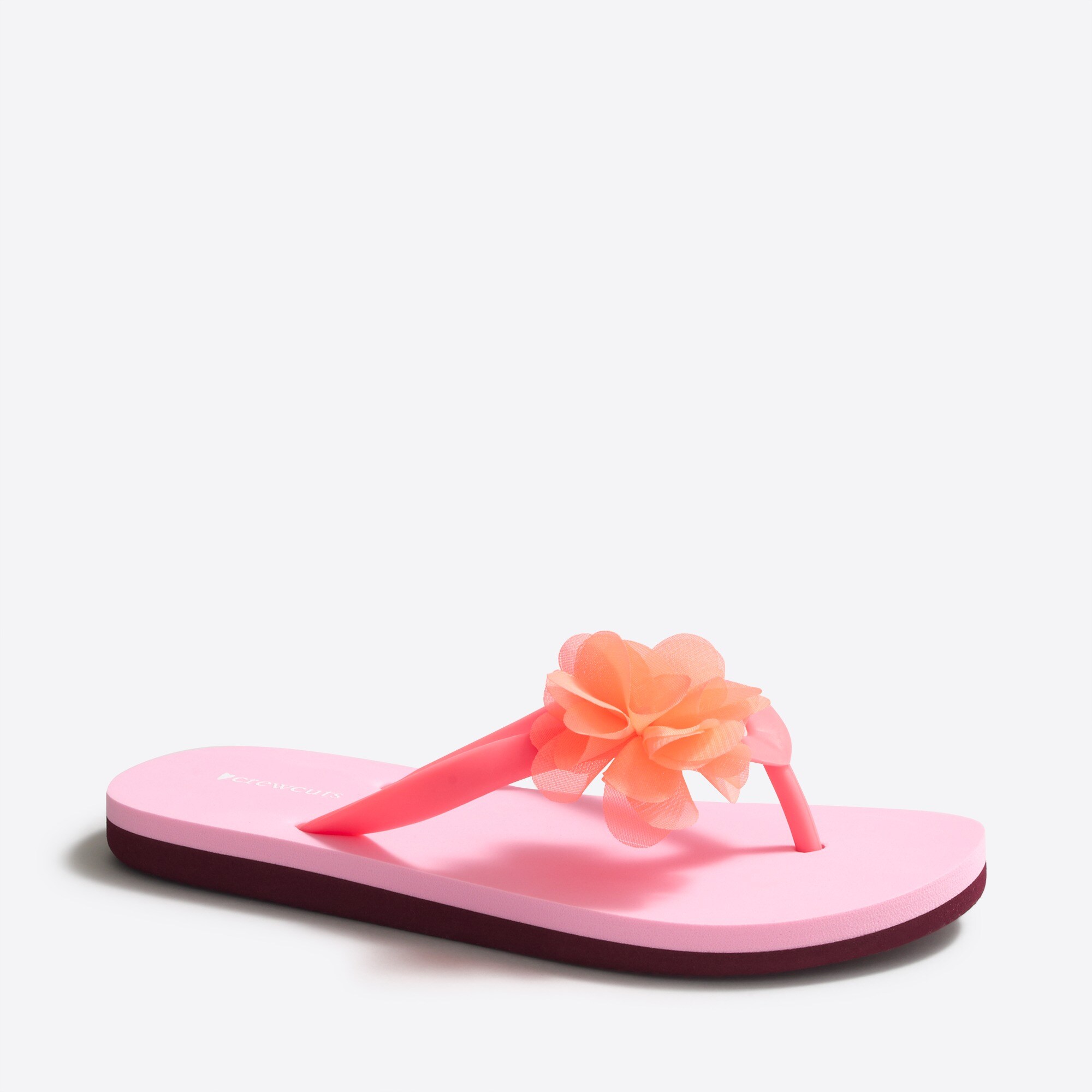 Girls' colorblock flower flip-flops