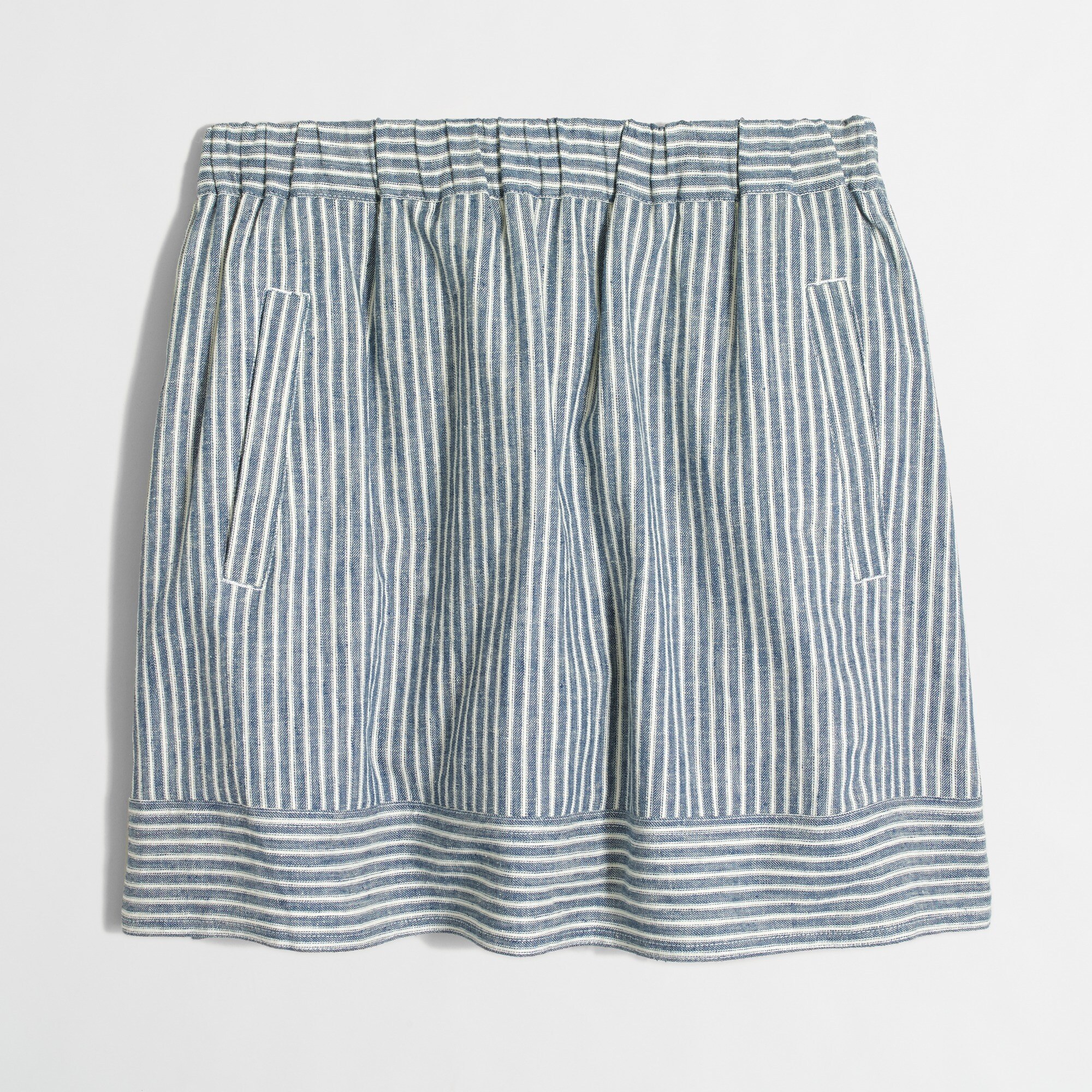 Striped cotton-linen skirt