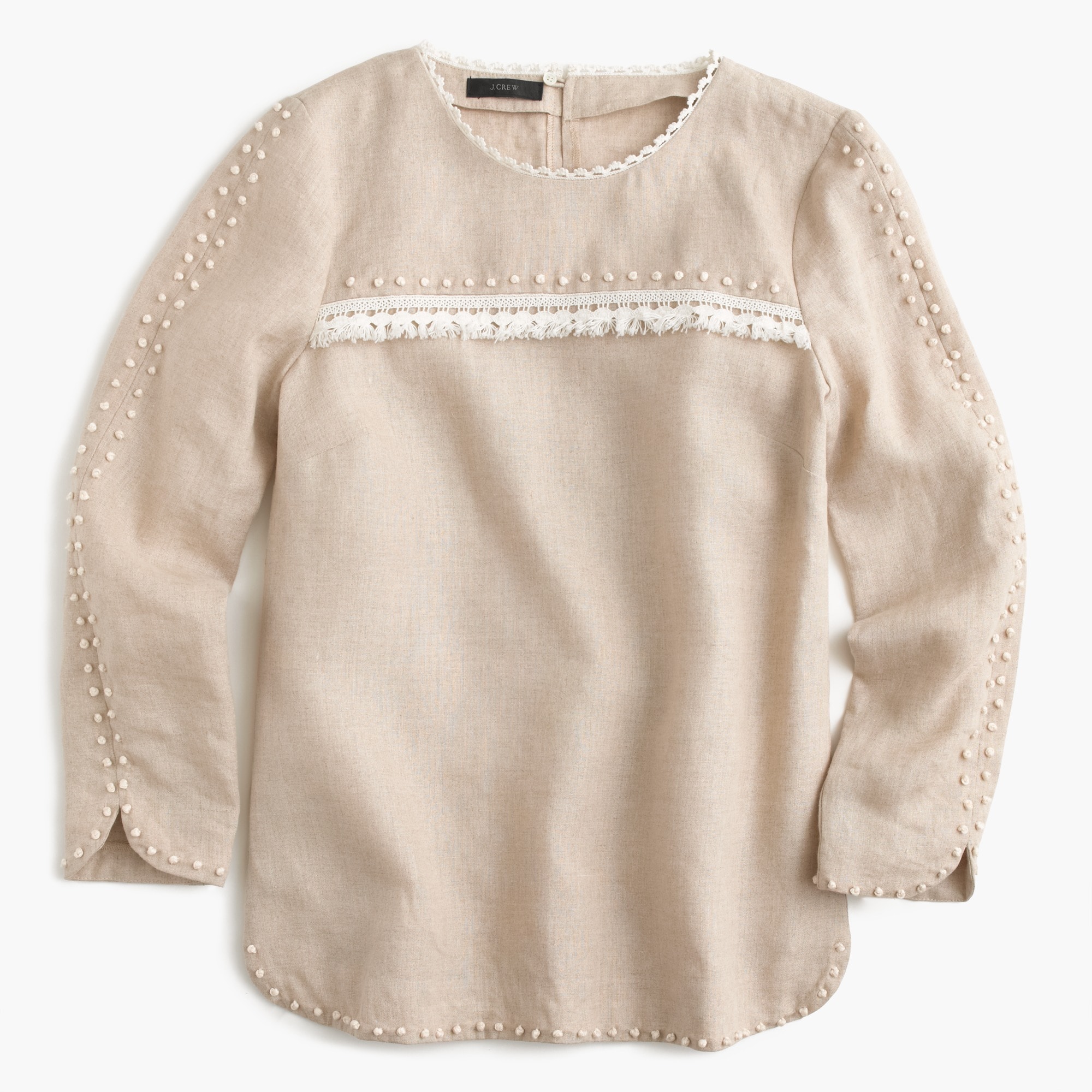 【H】neau linen tops cream Embroidered Linen Top For Women | J.Crew