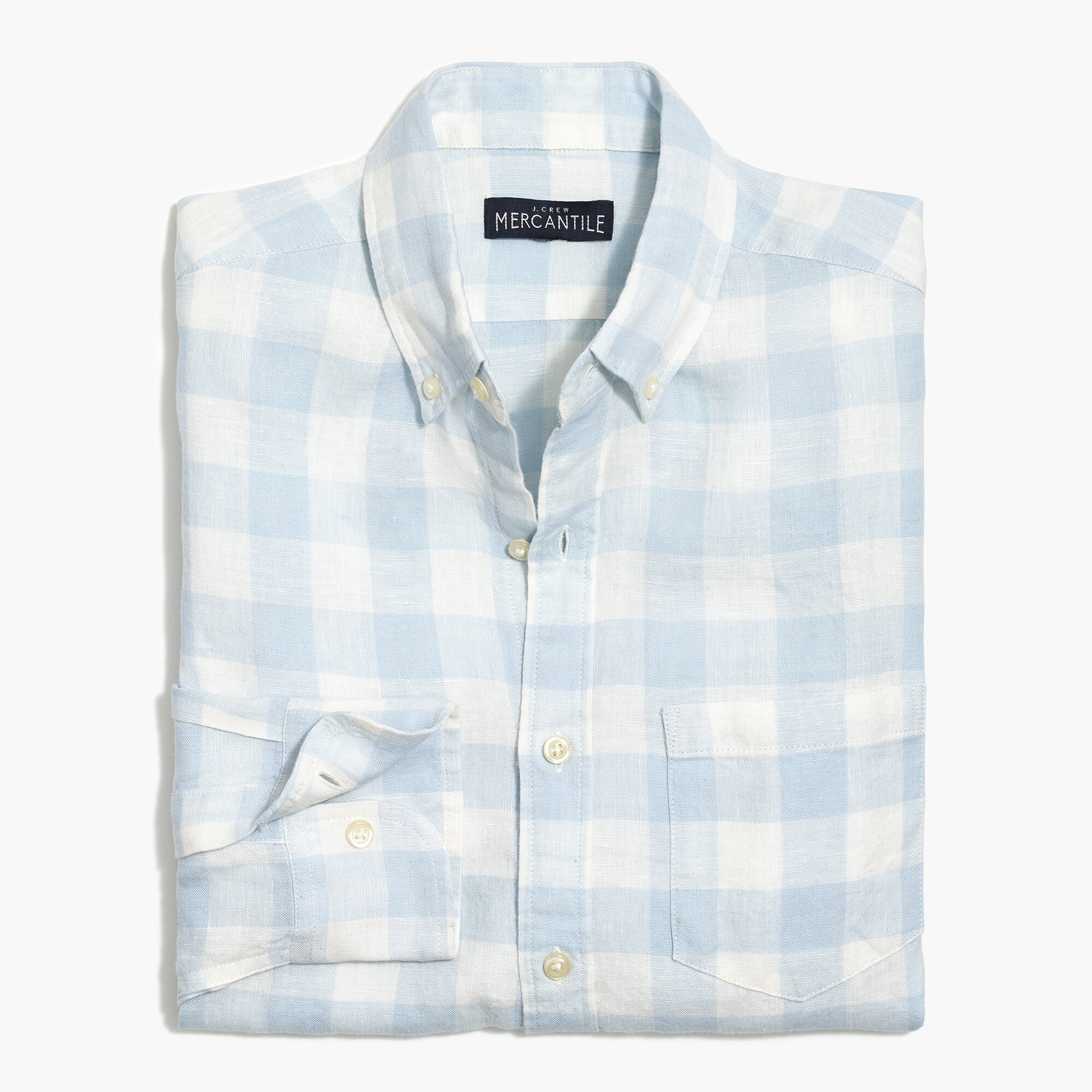 Slim linen shirt in plaid