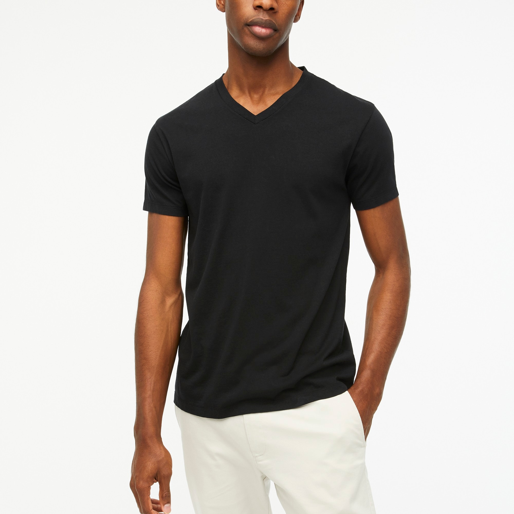 mens Washed jersey V-neck tee