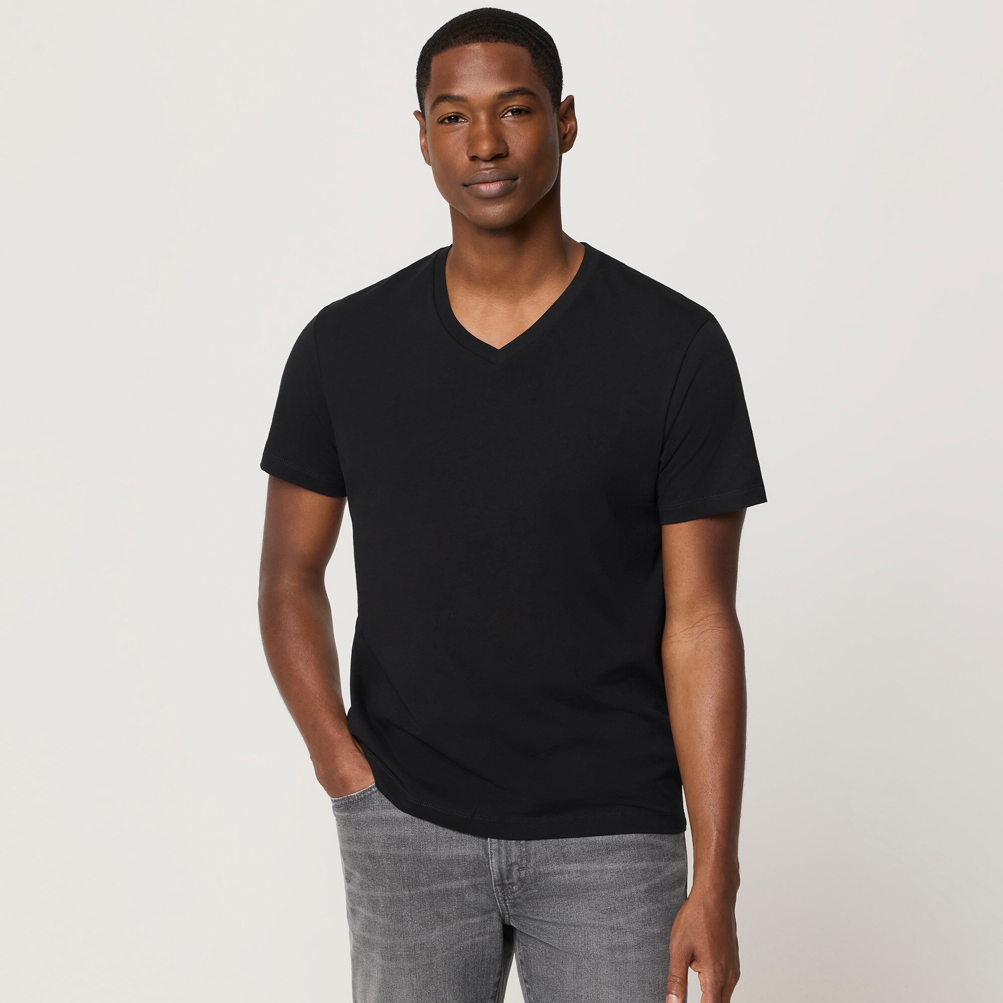 Washed jersey V-neck tee