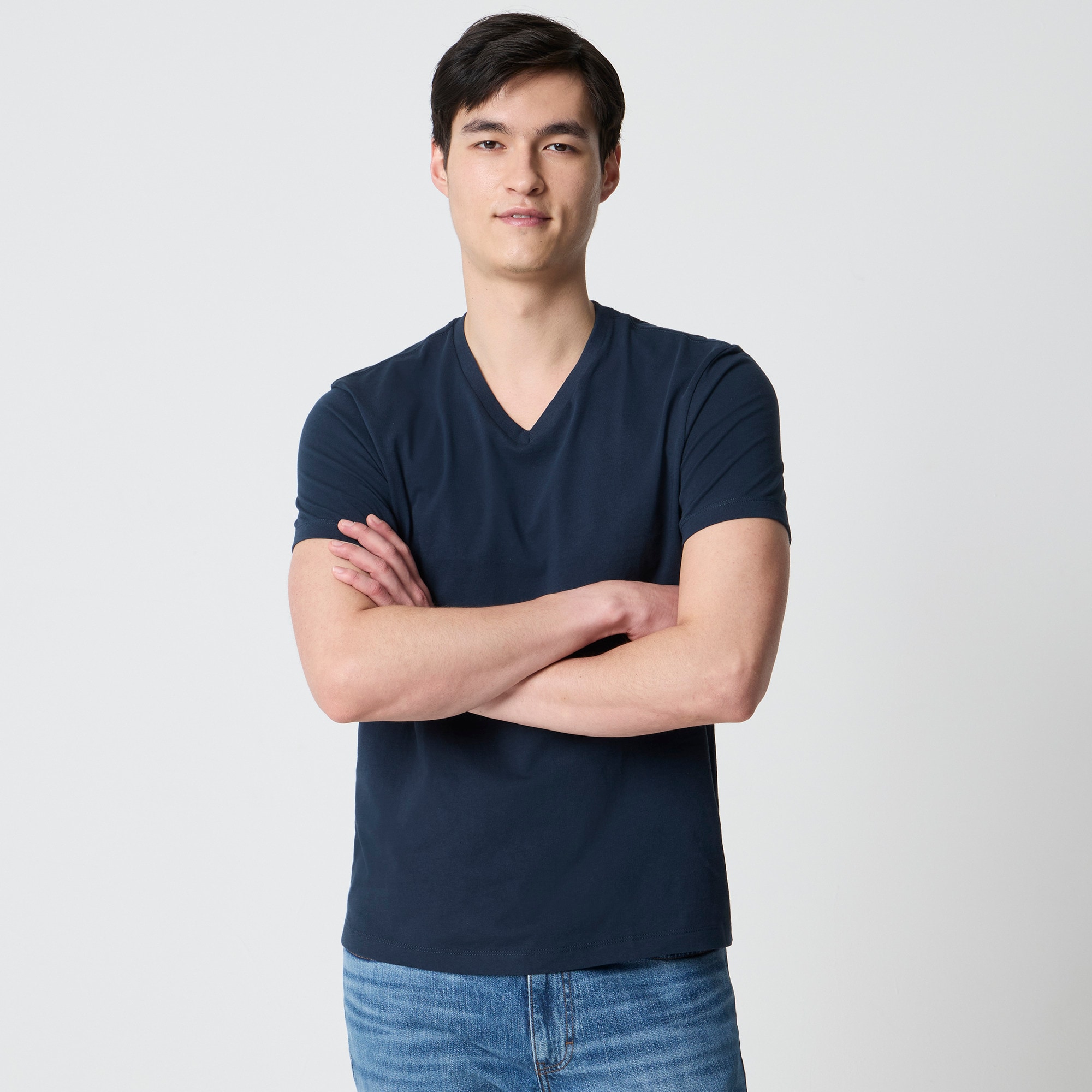mens Washed jersey V-neck tee