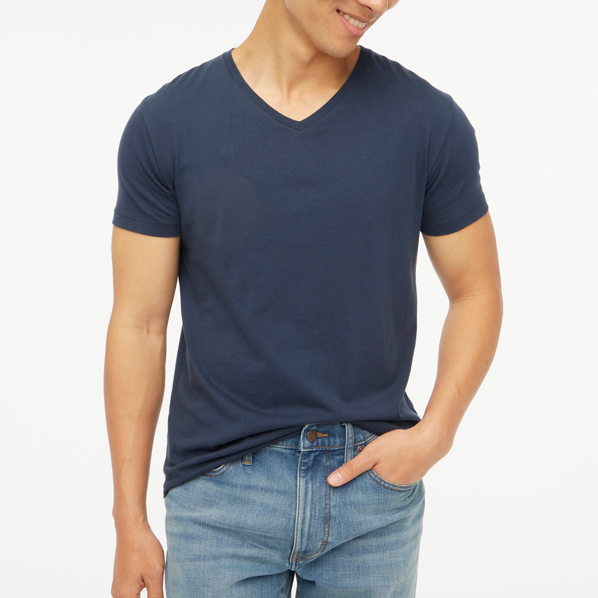 mens Washed jersey V-neck tee