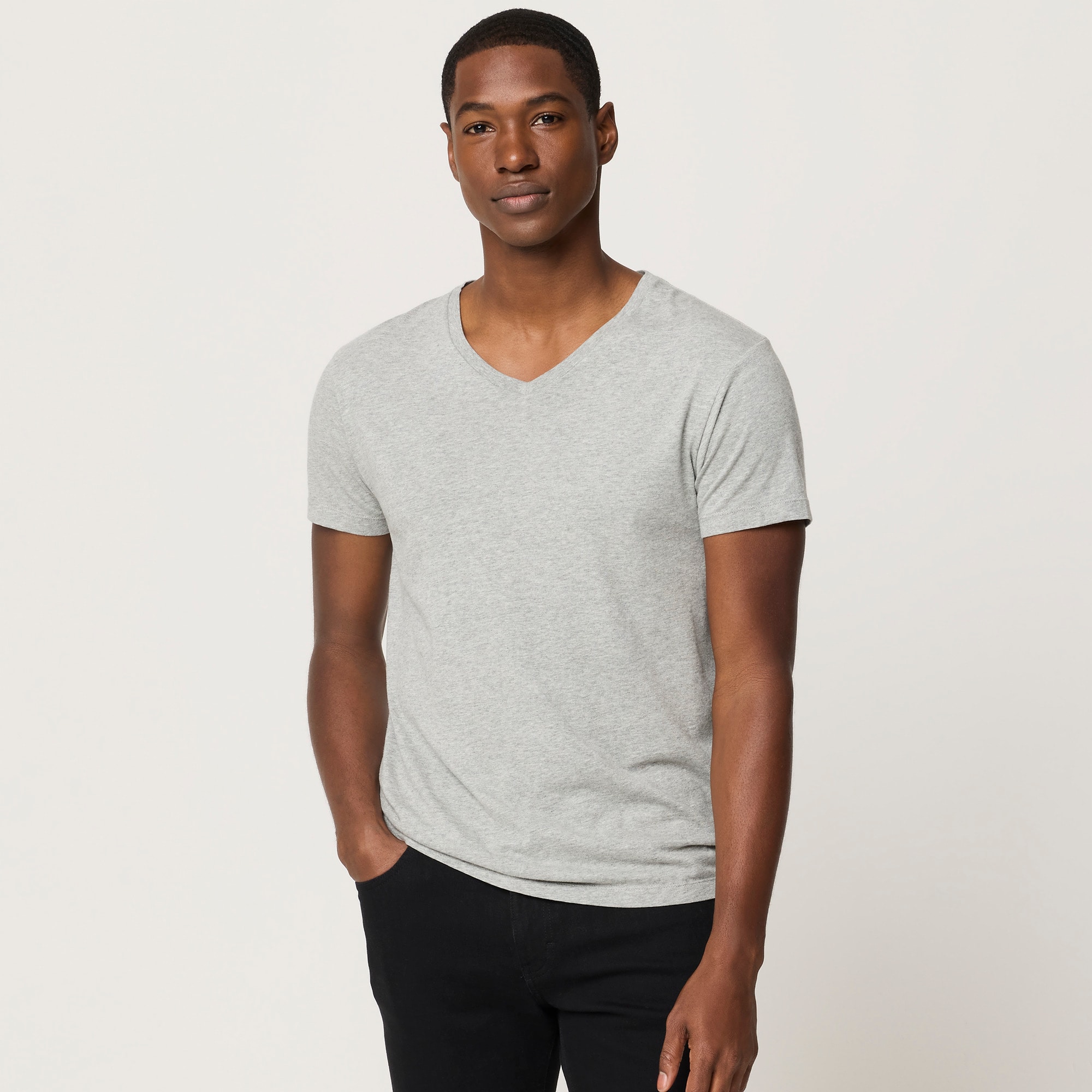 Washed jersey V-neck tee